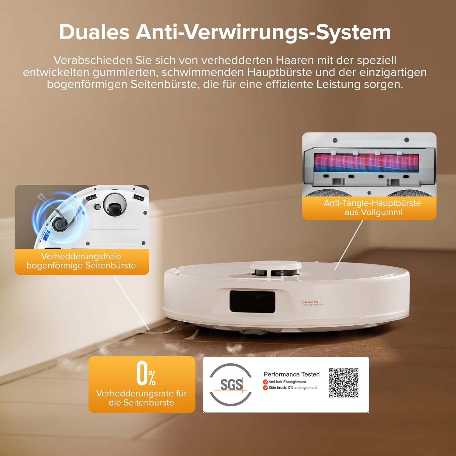 roborock QV 35S Roboter-Staubsauger-Set mit Wischfunktion, 10.000 Pa HyperForce-Saugkraft, Anti-Tangle-Bürsten, anhebbaren Schleudermopps, intelligenter Hindernisvermeidung, All-in-One-Dock (weiß) – Bild 3