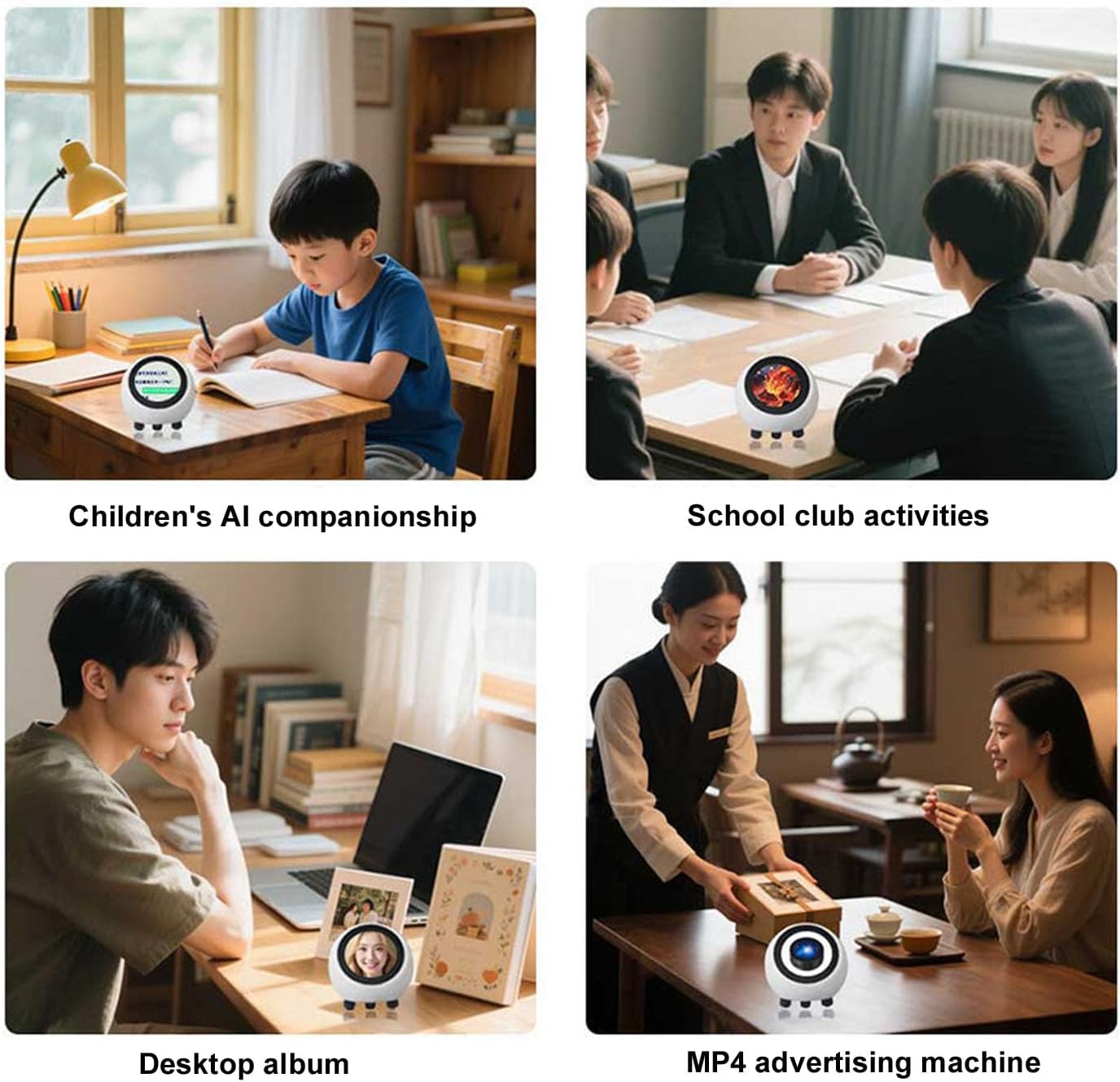 Annadue AI Robot Companion, emotionaler Begleitroboter mit Sprachweckung, Bluetooth 5.0, WiFi, Wetteruhr, Videomusikwiedergabe, intelligente KI – Bild 4