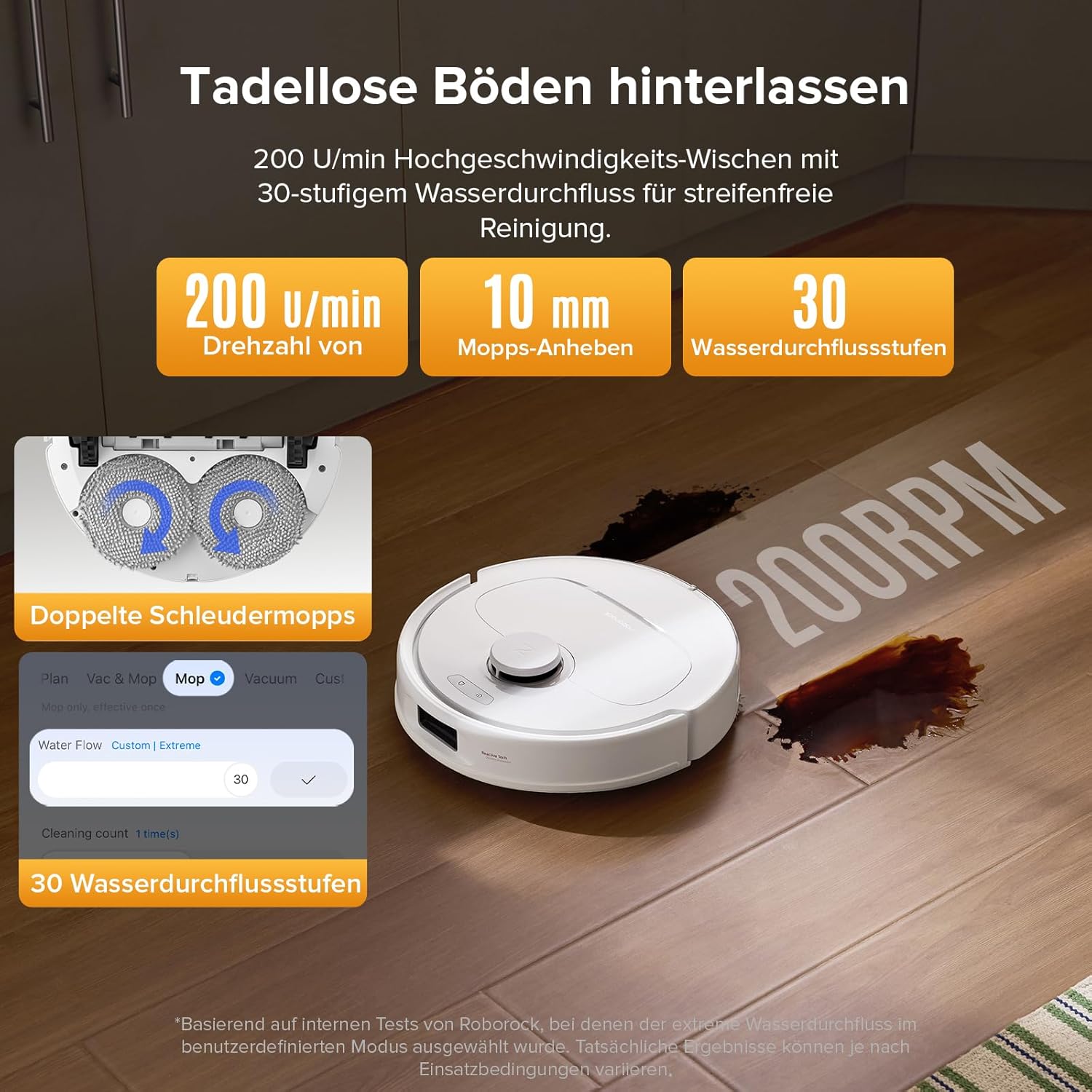 roborock QV 35S Roboter-Staubsauger-Set mit Wischfunktion, 10.000 Pa HyperForce-Saugkraft, Anti-Tangle-Bürsten, anhebbaren Schleudermopps, intelligenter Hindernisvermeidung, All-in-One-Dock (weiß) – Bild 8