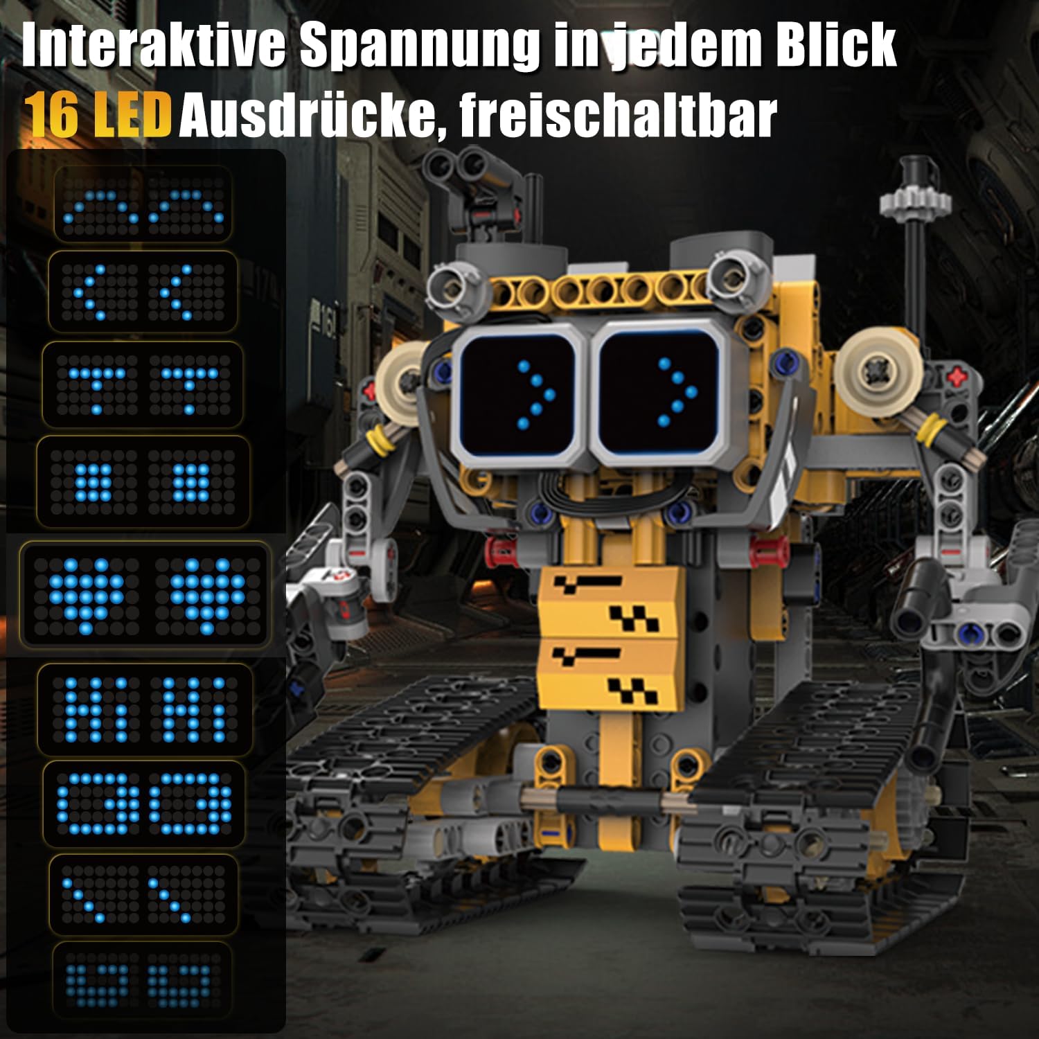 Technik Roboterbauspielzeug für Kinder, 5-in-1-Roboter mit App & ferngesteuertem Technic Wall Robotics Kit mit 16 LED-Gesichtsausdrücken, 373 Teile RC programmierbares Roboterspielzeug Geschenk für 6 7 8 10 – Bild 2