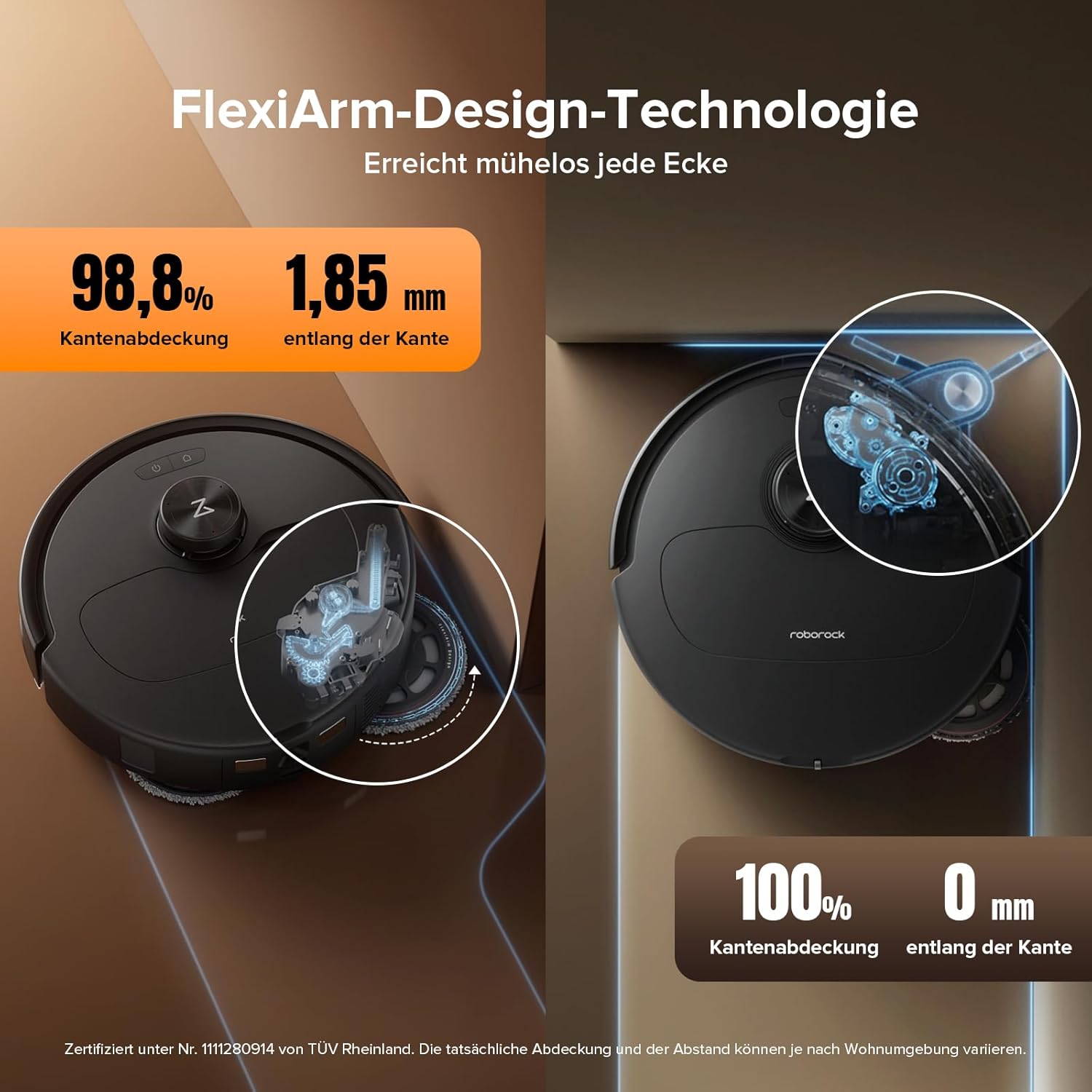 roborock Qrevo Master Saugroboter mit Wischfunktion und Hebemopp, FlexiArm-Design, HyperForce-Saugkraft von 10.000 Pa, zusätzlich 2 Wischmopps, Roboter-Staubsauger-Set (schwarz) – Bild 2