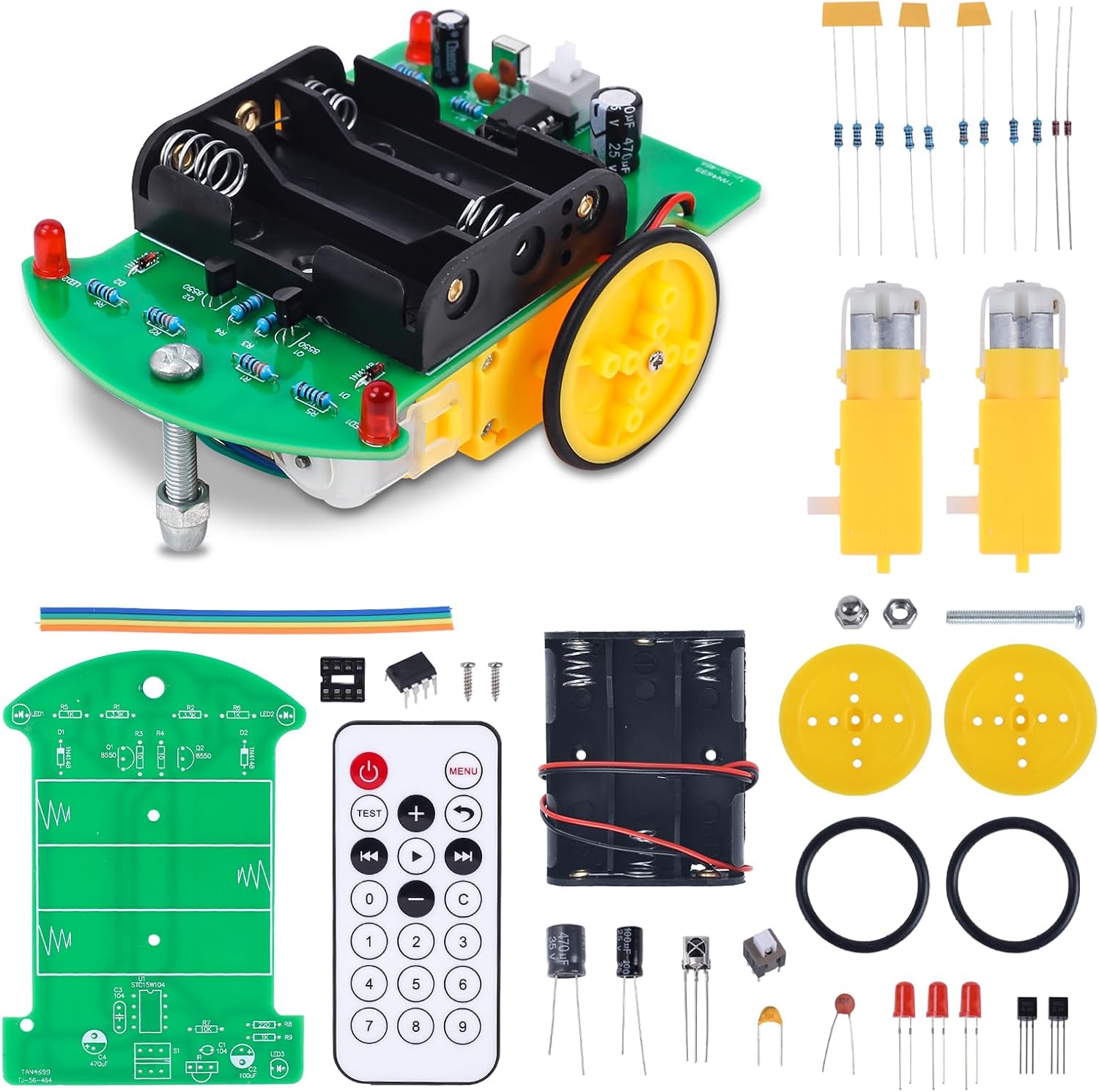 Üben Sie das Löten und lernen Sie das ferngesteuerte Auto-Kit, Anfänger DIY 2WD Smart Robot Car Kit, elektronisches und DIY-Lernen zum Löten