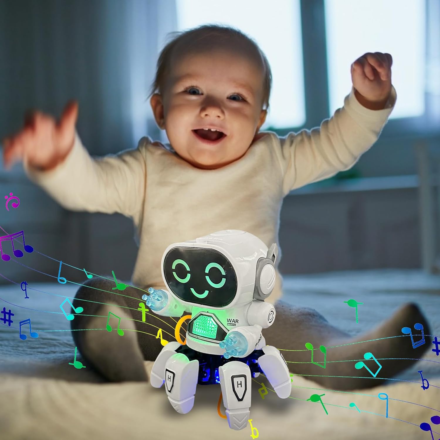 Generico Musikroboter – Interaktives elektrisches Musikspielzeug in Oktopusform, blinkender Sensor | Intelligenter Spielzeugroboter für Kinder für den Hinterhof, la c – Bild 3