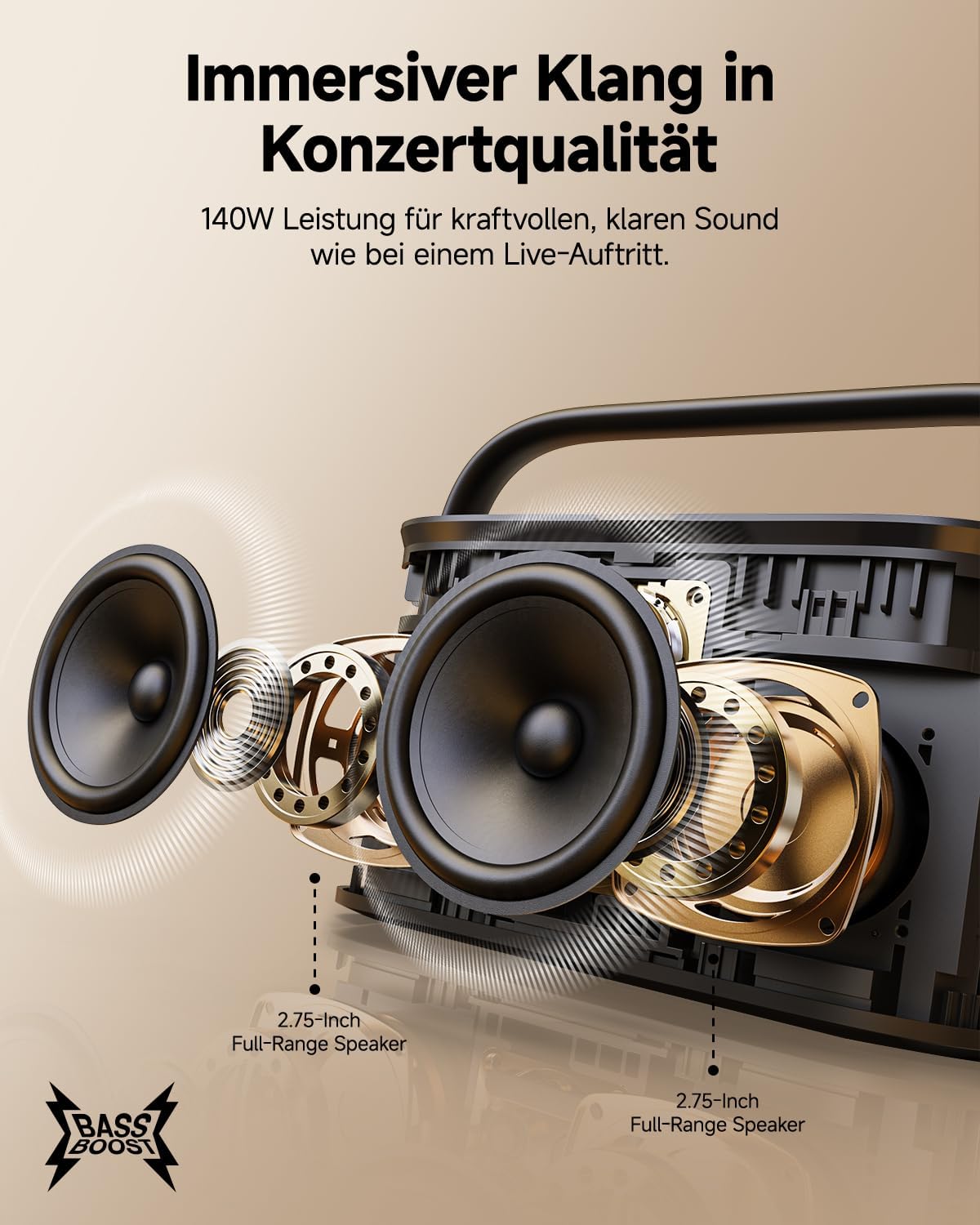 Karaoke-Maschinenanlage mit 2 Mikrofonen, integriertes Liedtext-Display und Bildschirm, 140 W Bluetooth mit HDMI-Anschluss, Selbstaufladend, Karafun App, Ideal für Home Party & TV-Anschluss – Bild 4