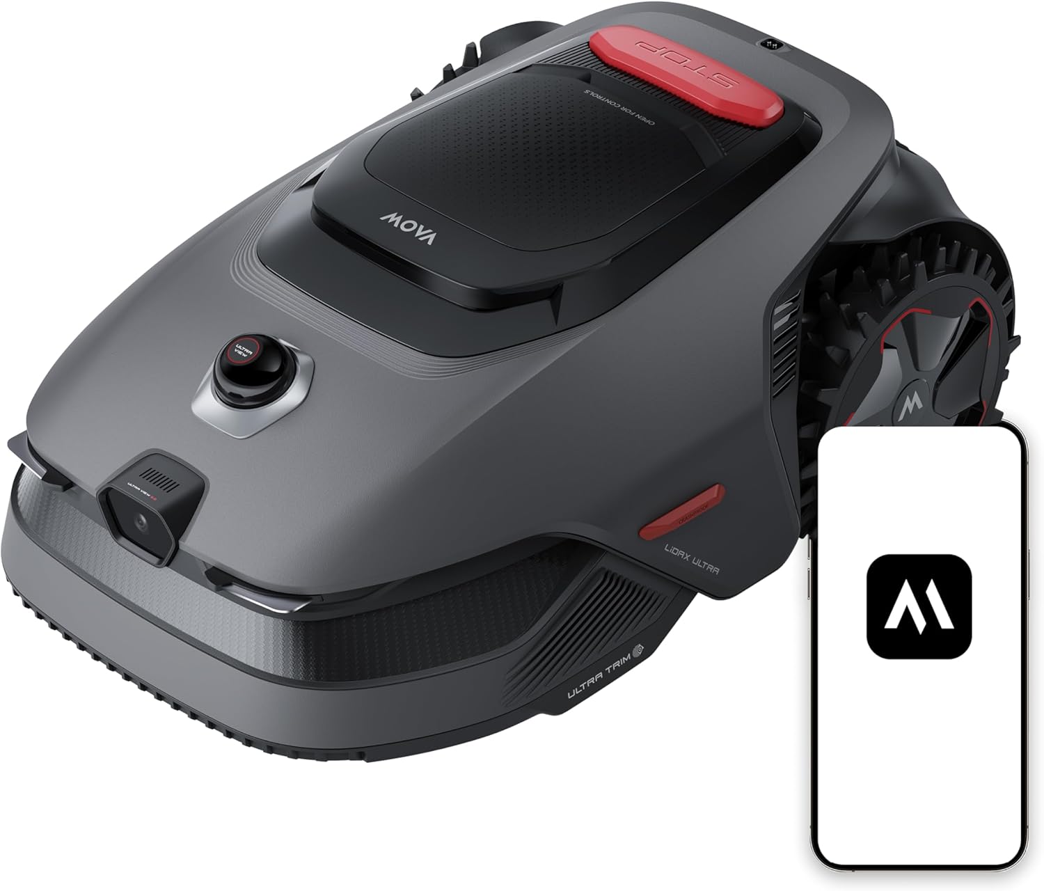 MOVA LiDAX Ultra 800 Robotic Lawnmower without Boundary Cable, Recommended 800 m², without RTK & Automatic Map Creation via 3D LiDAR with 360° & AI Vision, Suitable for Complex Terrain, U-shaped Path