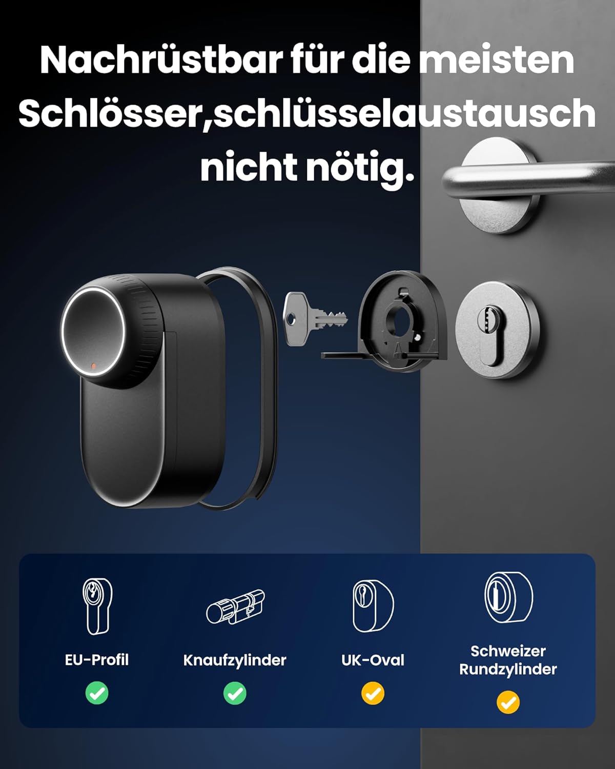 SwitchBot WiFi Smart Lock Ultra mit Keypad Vision Pro – 3D-Gesichts- und Venenerkennung, kontaktloses Entsperren, passend für Euro-Profilzylinder, kompatibel mit Matter, Alexa, Google und IFTTT – Bild 2
