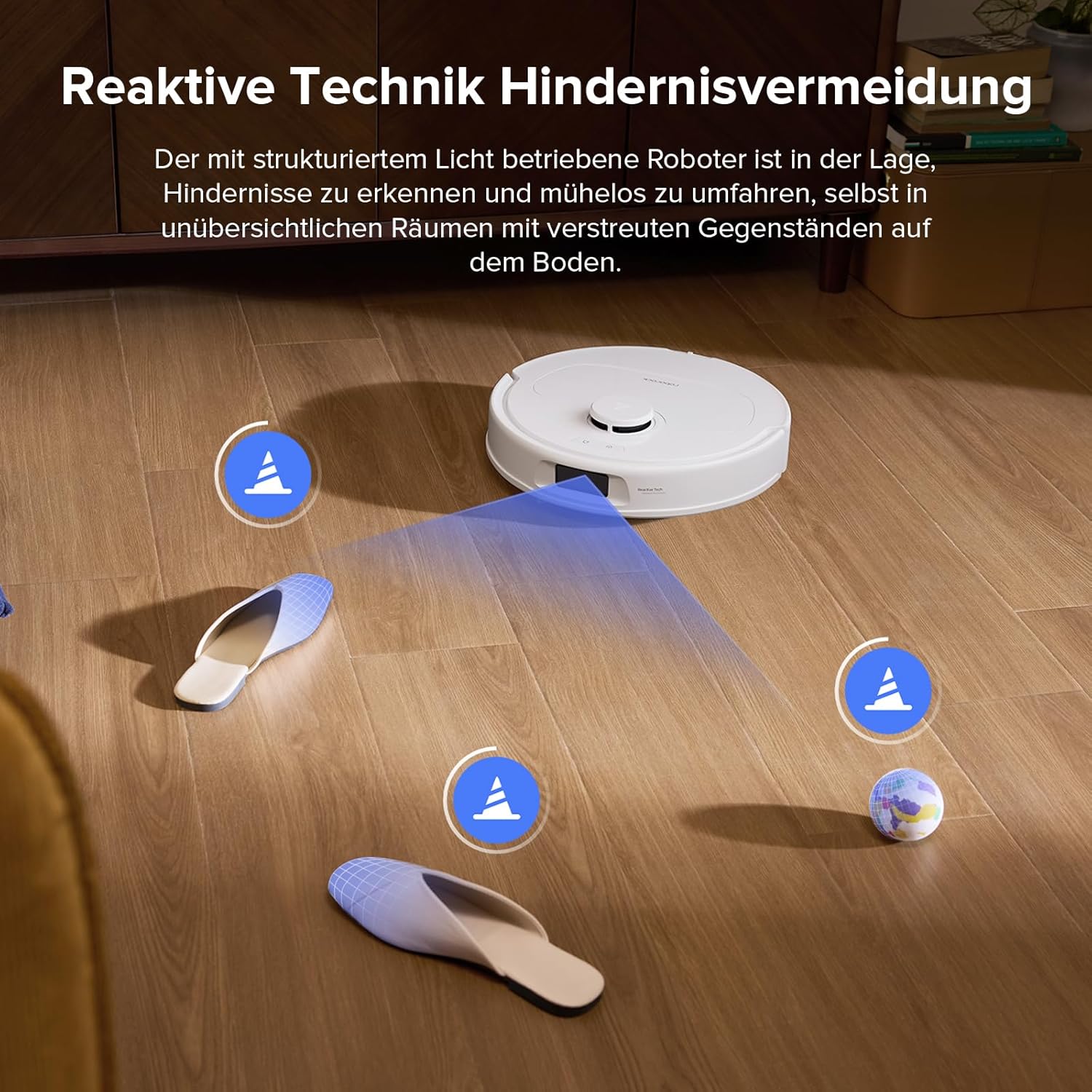 roborock QV 35S Roboter-Staubsauger-Set mit Wischfunktion, 10.000 Pa HyperForce-Saugkraft, Anti-Tangle-Bürsten, anhebbaren Schleudermopps, intelligenter Hindernisvermeidung, All-in-One-Dock (weiß) – Bild 6