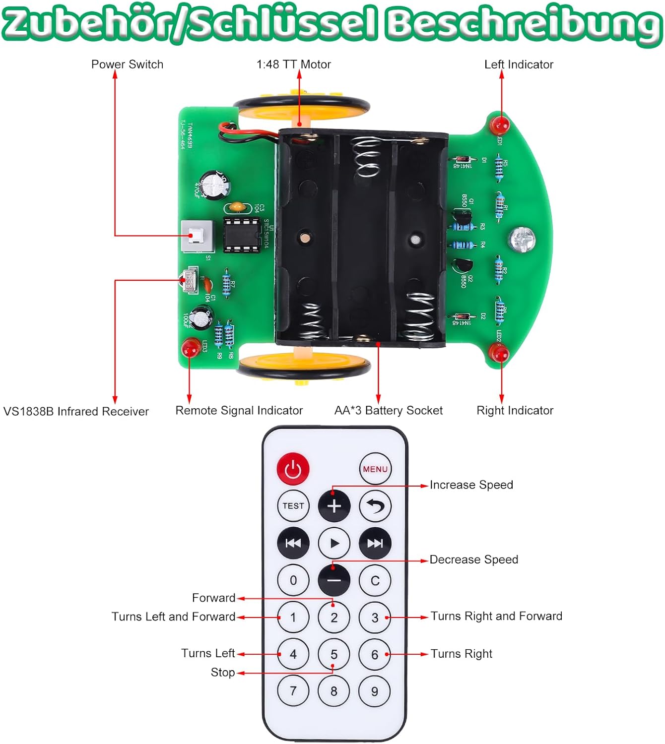 Üben Sie das Löten und lernen Sie das ferngesteuerte Auto-Kit, Anfänger DIY 2WD Smart Robot Car Kit, elektronisches und DIY-Lernen zum Löten – Bild 2