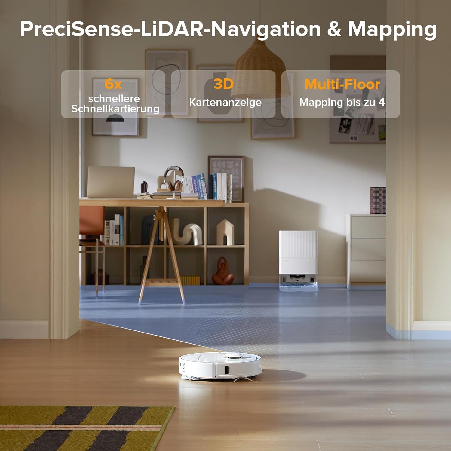 roborock Qrevo Series Roboterstaubsauger mit Wischfunktion und Hebemopp, 8000 Pa Saugkraft (verbessert durch Qrevo S), Anti-Tangling-Seitenbürste, Hindernisvermeidung, All-in-One-Dock, Weiß (QV 35A) – Bild 7