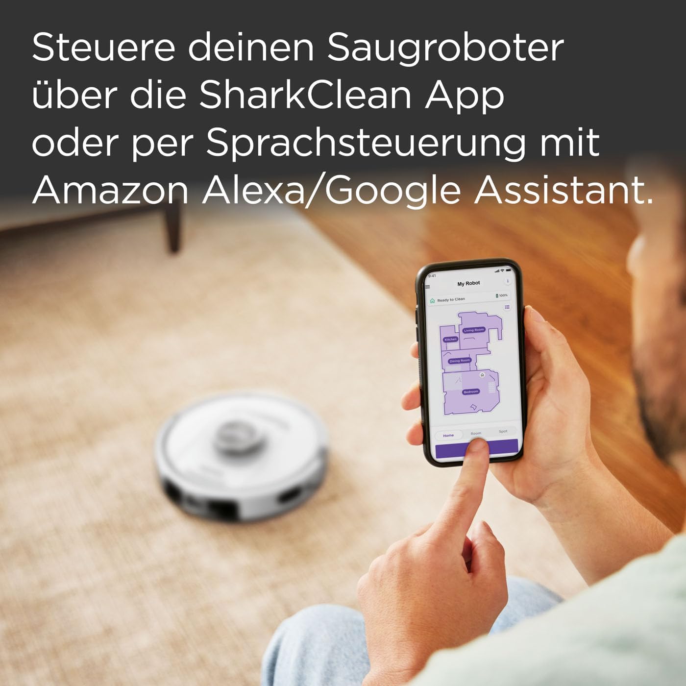 Shark PowerDetect Roboter-Staubsauger mit Saugstation, selbstreinigend, selbstentleerend bis zu 60 Tage, für Tierhaare, Teppiche und Hartböden, mit 3D- und LiDAR-Navigation, 14,5 cm flach weiß – Bild 14