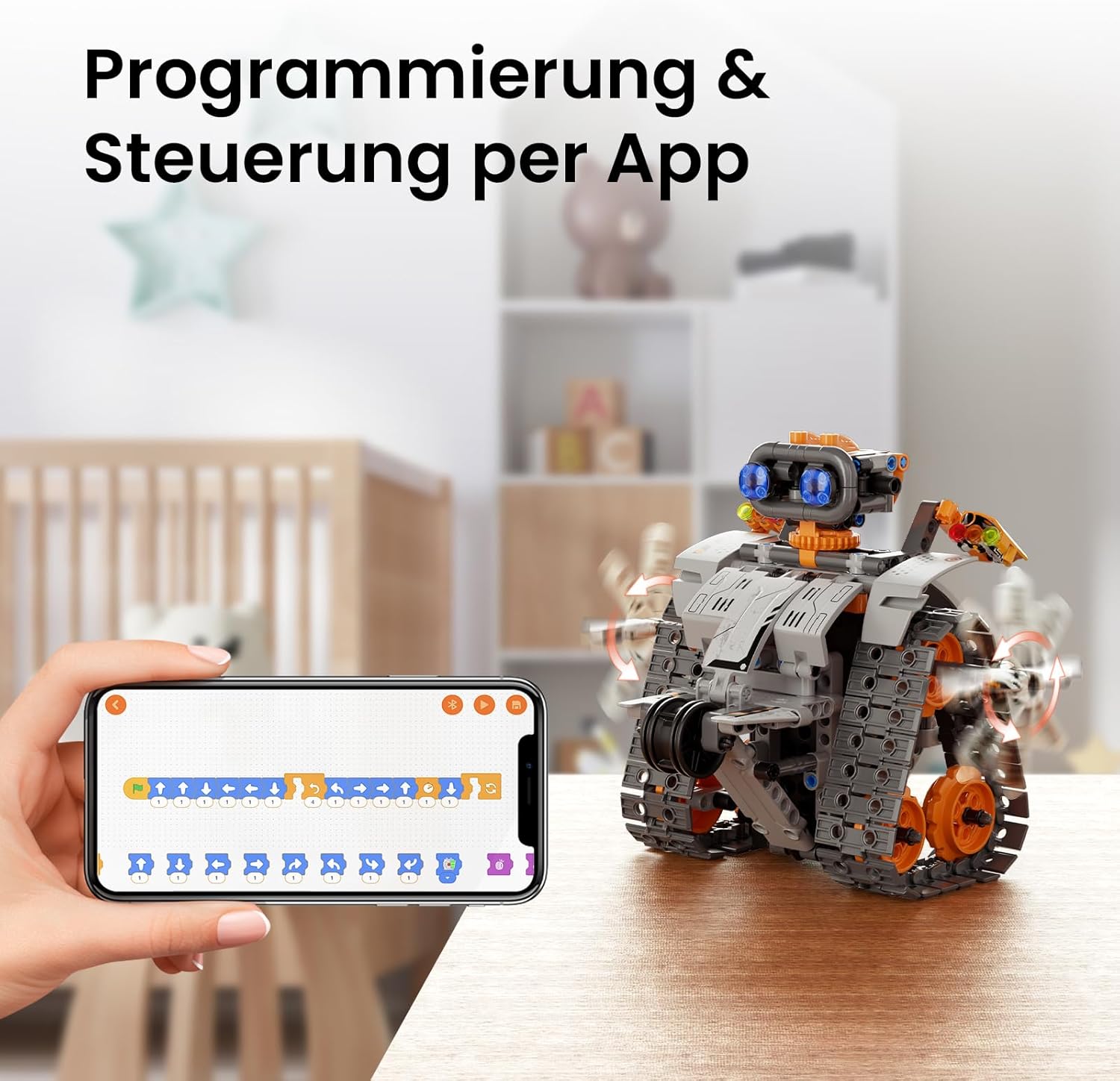 Sillbird Technik Roboter Kinder Bauspielzeug 5-in-1 Roboterset mit App und Fernbedienung, programmierbarer Roboter mit App-Fernbedienung, Jungen und Mädchen ab 8+ Jahren – Bild 3