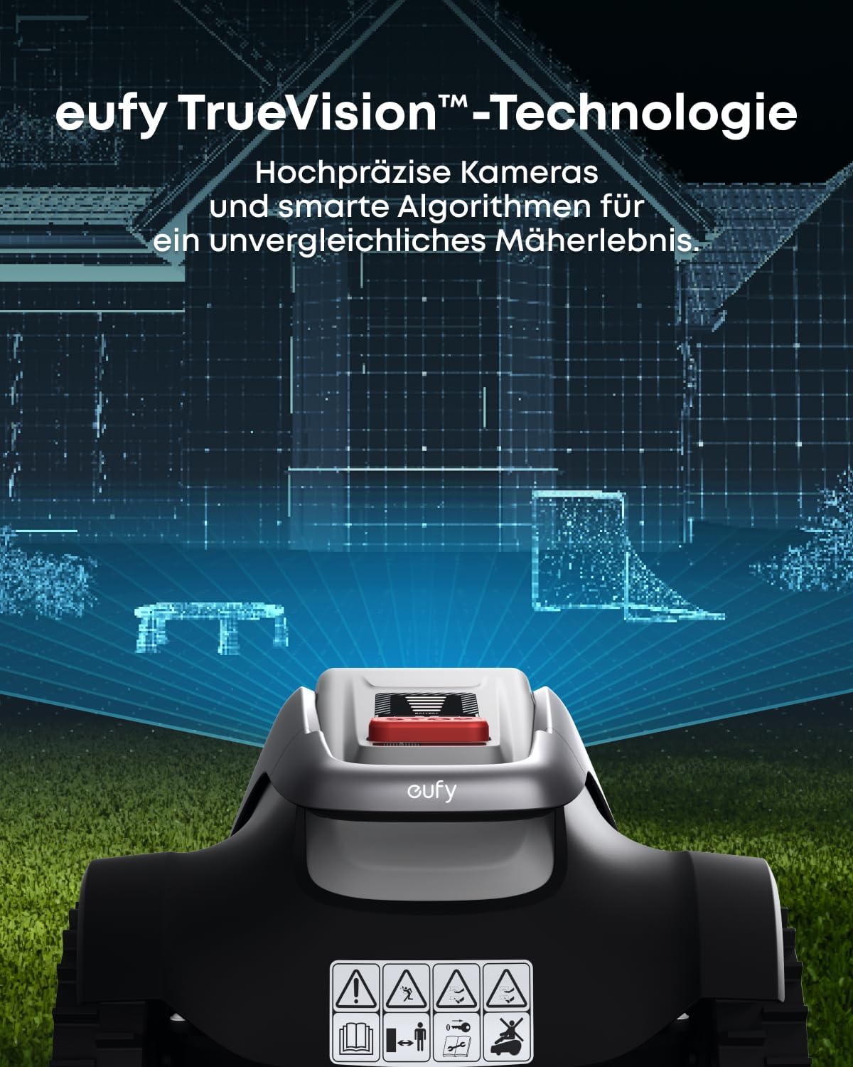 eufy E18 Mähroboter ohne Begrenzungskabel, ohne RTK und Signalausfälle, TrueVision-Technologie, GNSS bis 1200 m², präziser Kantenschnitt, Hindernisvermeidung, App-Steuerung, tierfreundlich – Bild 3