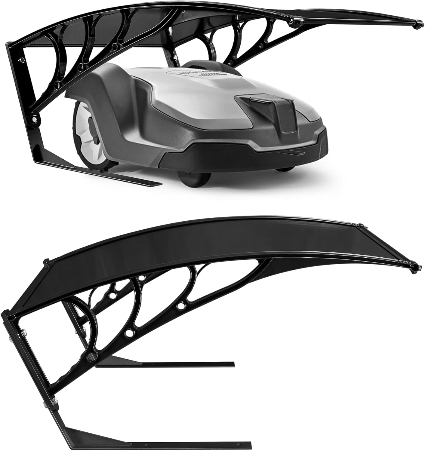 Arebos Roboter-Rasenmäher-Garage, Rasenmäher, Rasenmäher, Carport, 102 x 79 x 46 cm, wetterfest + UV-Schutz, mit Metallfüßen, Rasenmäher-Überdachung, inklusive Montagematerial, schwarz