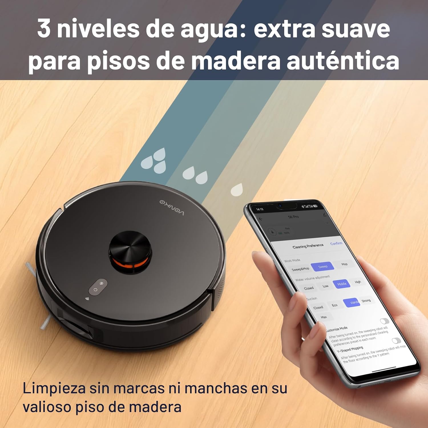 VONKO S6 Pro Saugroboter mit Wischfunktion und Saugstation, 6000Pa extreme Saugleistung, LiDAR 2.0-Navigation, 180 Minuten Laufzeit, Saugroboter für Tierhaare und Teppiche – Bild 3