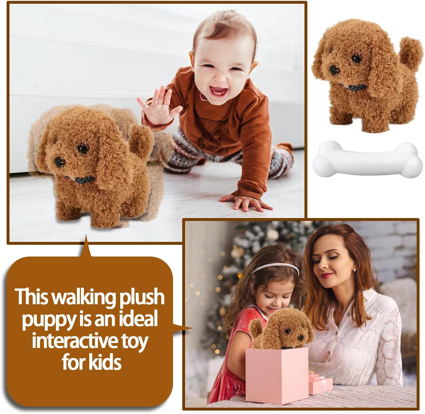 Realistischer Roboterwelpe, elektronischer Haustierhund für Kinder, interaktives Hundespielzeug für Kinder, laufender Plüschhund, bellendes Hundespielzeug für Jungen und Mädchen – Bild 4