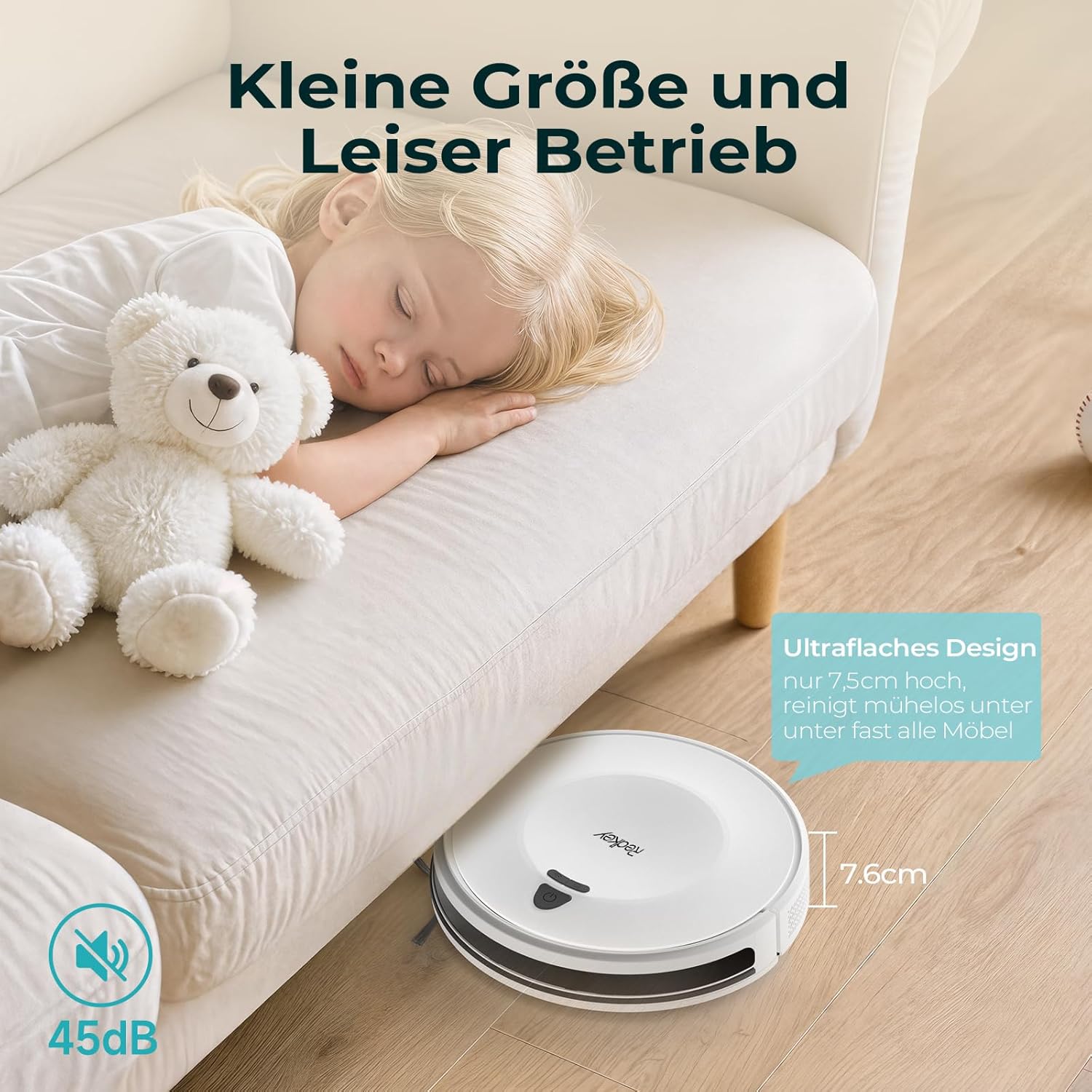 Redkey E6 Saugroboter mit 7000 Pa Saugleistung, dynamischer Navigation, bis zu 170 Minuten Laufzeit, Saugroboter mit Ladestation, Fernbedienung und App, ideal für Tierhaare – Bild 4