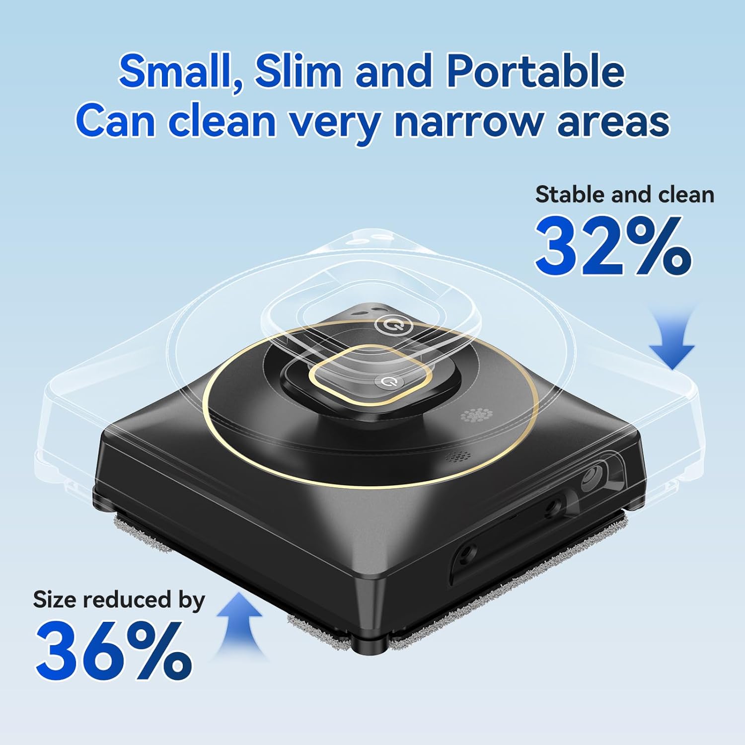Fensterputzroboter, Vier-Düsen-Ultraschall-Sprühfunktion, 120-ml-Tank, Elektrischer Fensterreiniger mit 3500 Pa Saugleistung, 4 Reinigungsmodi für Hochhausfenster im Innen- oder Außenbereich – Bild 4