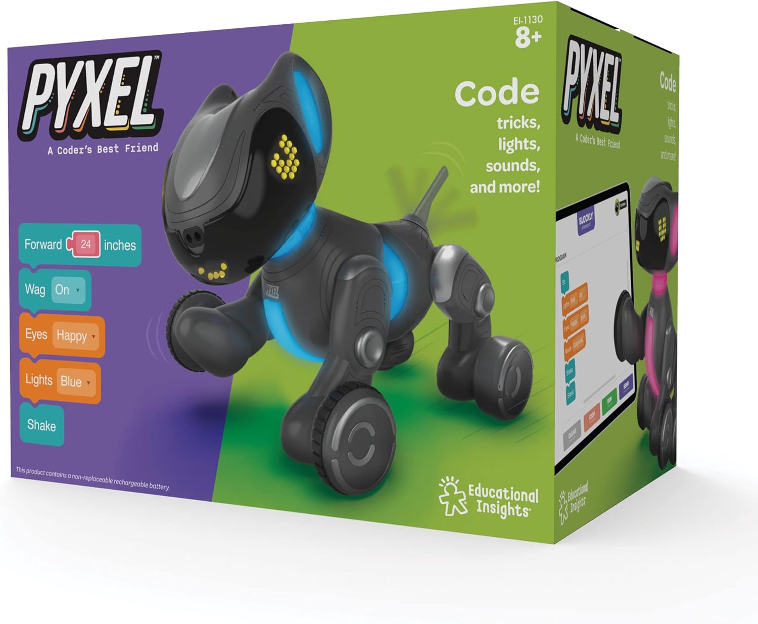 Lernressourcen PYXEL, das programmierbare Haustier, Programmiersprachen Blockly und Python, Mint-Programmierroboter für Kinder, Geschenke für Kinder im Alter von 8, 9, 10, 11, 12 Jahren, Jungen und Mädchen – Bild 7