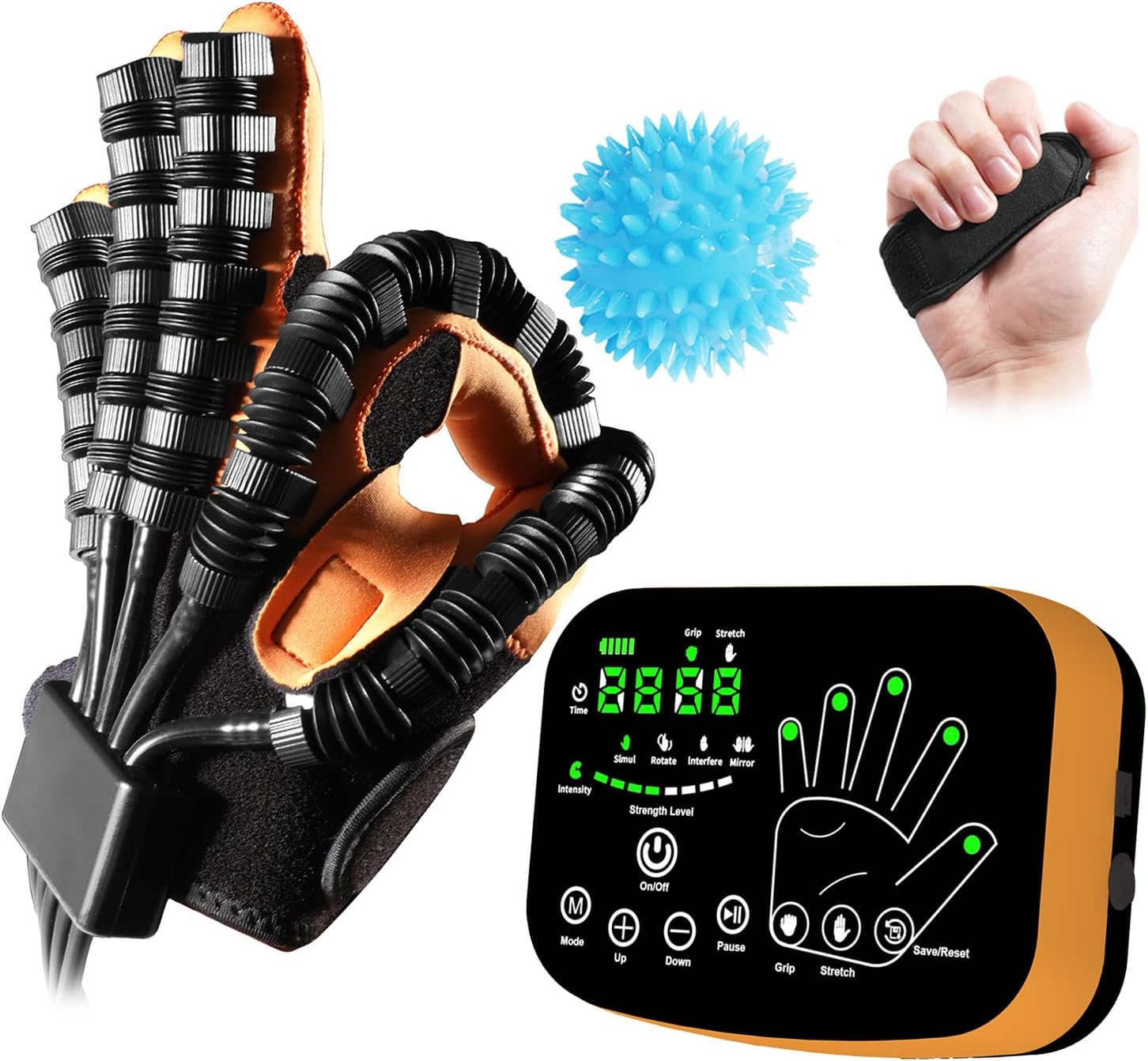 Rehabilitationsroboter-Handschuhe der 6. Generation für die Wiederherstellung von Schlaganfällen, Finger-Hand-Trainingsgeräte, Handfunktions-Rehabilitationshandschuh, Spiegeltraining und Multimodus für zu Hause (LH, M)