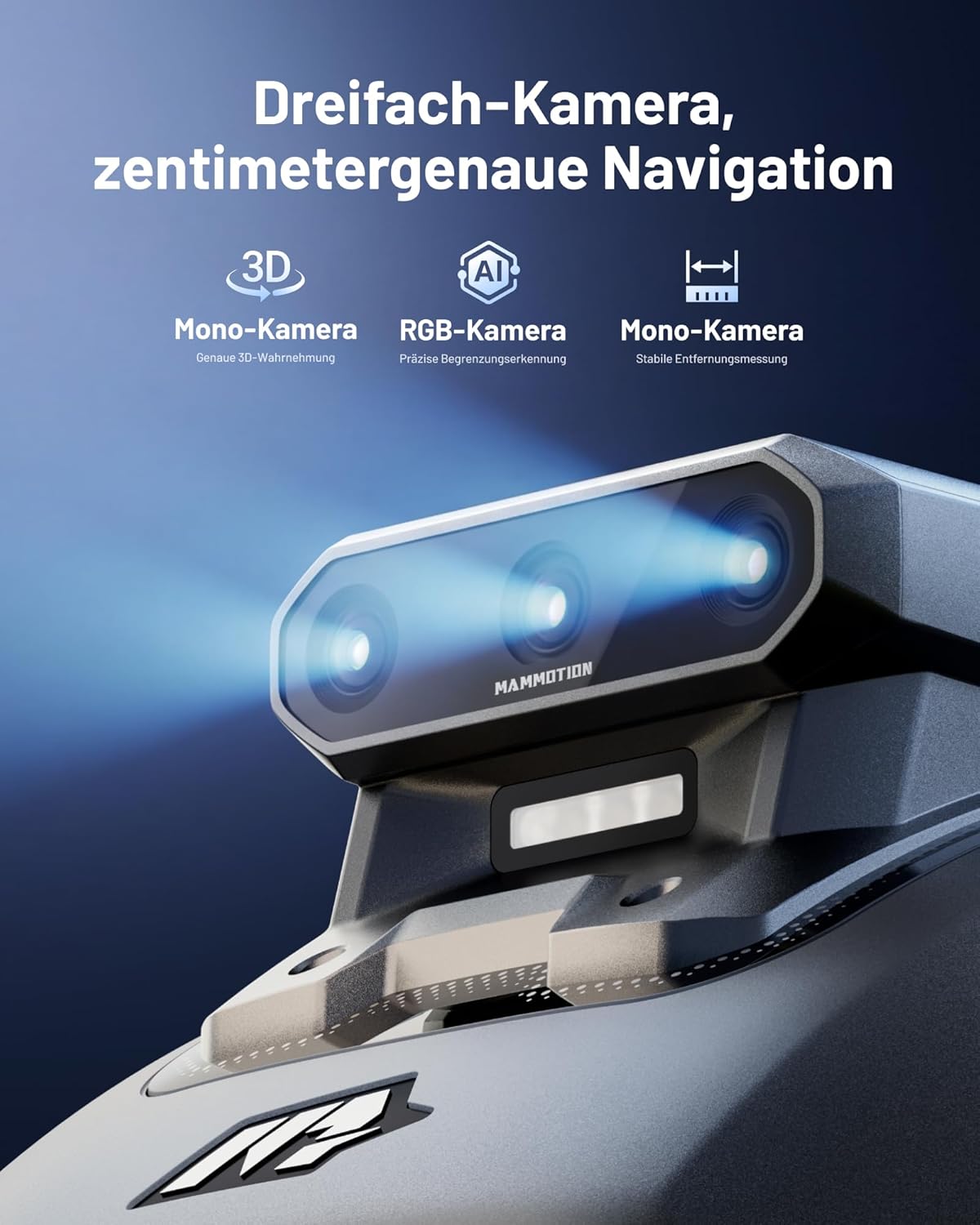 MAMMOTION YUKA Mini 2 500 Roboter-Rasenmäher ohne Begrenzungskabel, Empfehlung 500 m², KI-betriebener Rasenmäherroboter mit drei Kameras und Bildverarbeitung, Auto-Mehrzonenkartierung, DropMow, manuelle Karte – Bild 2