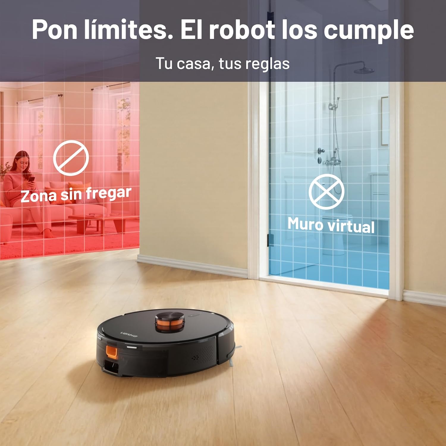 VONKO S6 Pro Saugroboter mit Wischfunktion und Saugstation, 6000Pa extreme Saugleistung, LiDAR 2.0-Navigation, 180 Minuten Laufzeit, Saugroboter für Tierhaare und Teppiche – Bild 6