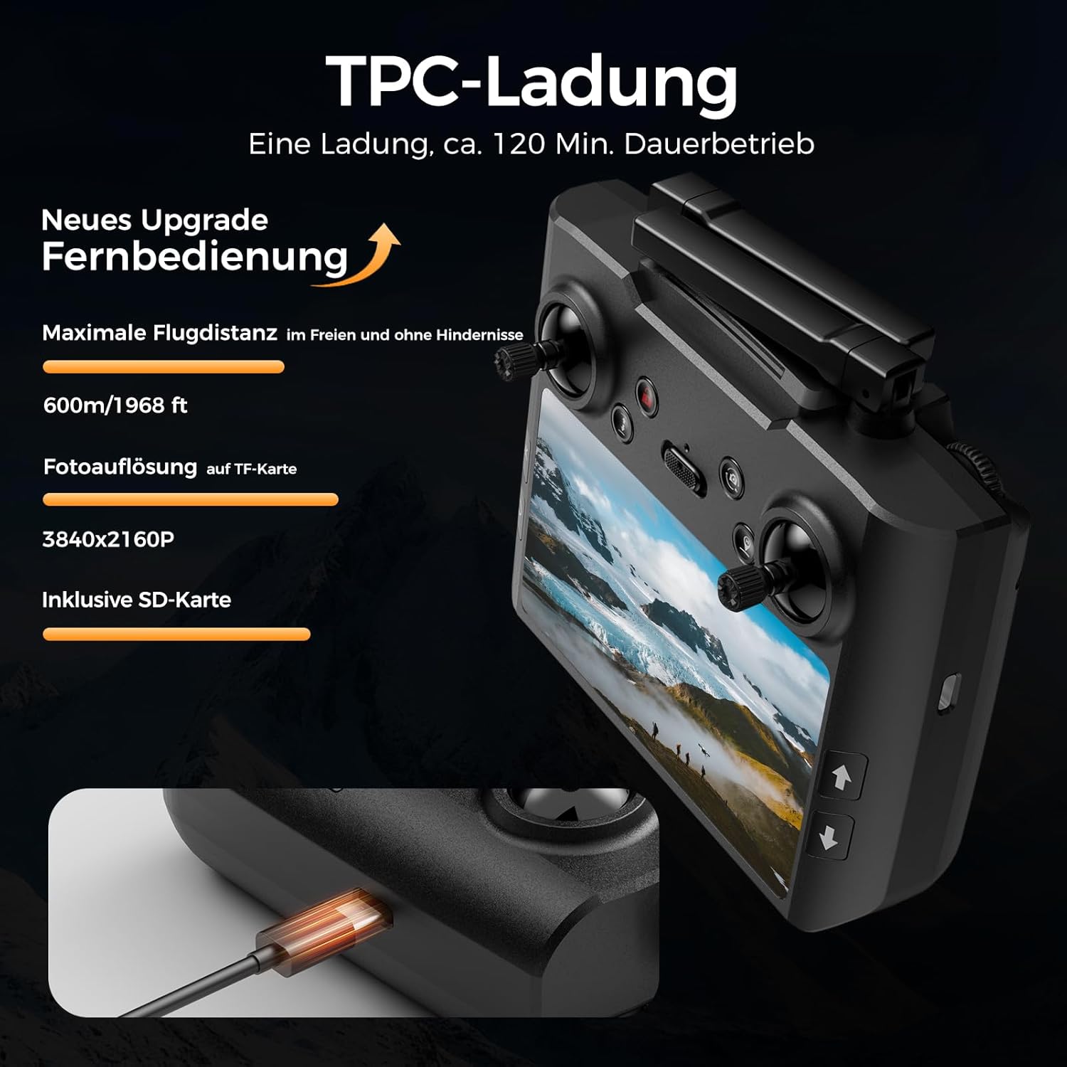 H11 GPS-Drohne mit Kamera 4K für Erwachsene und Kinder (Bildschirmfernbedienung), Drohne, die Ihnen folgt, zwei intelligente Batterien, 45 Minuten Flugzeit, Autorückführung, bürstenloser Motor, unter 249 g, C0 – Bild 6