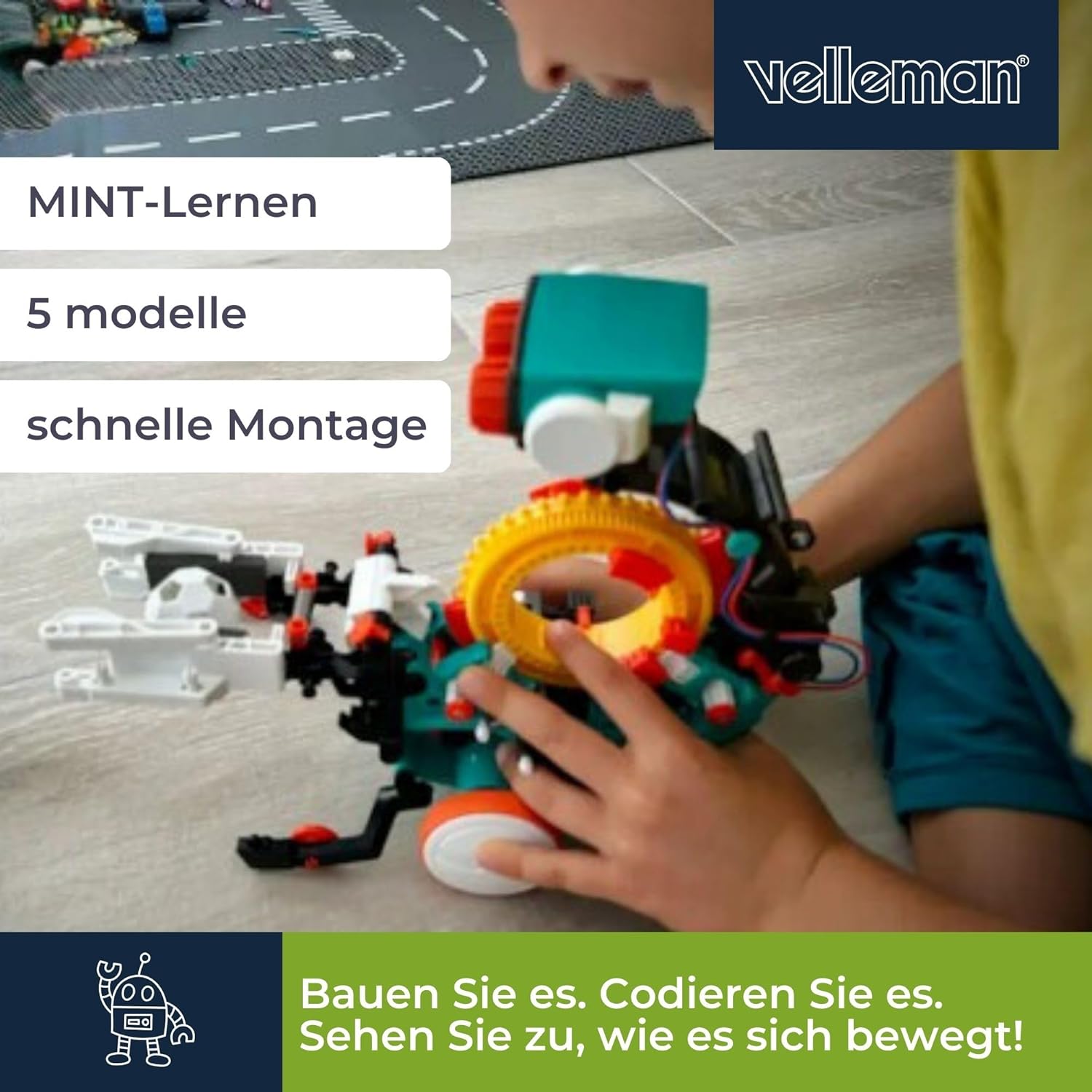 Velleman Roboterbausatz, Roboterprogrammierung lernen 5-in-1-Spielzeugroboter STEM-Konstruktionsspielzeug – Bild 2