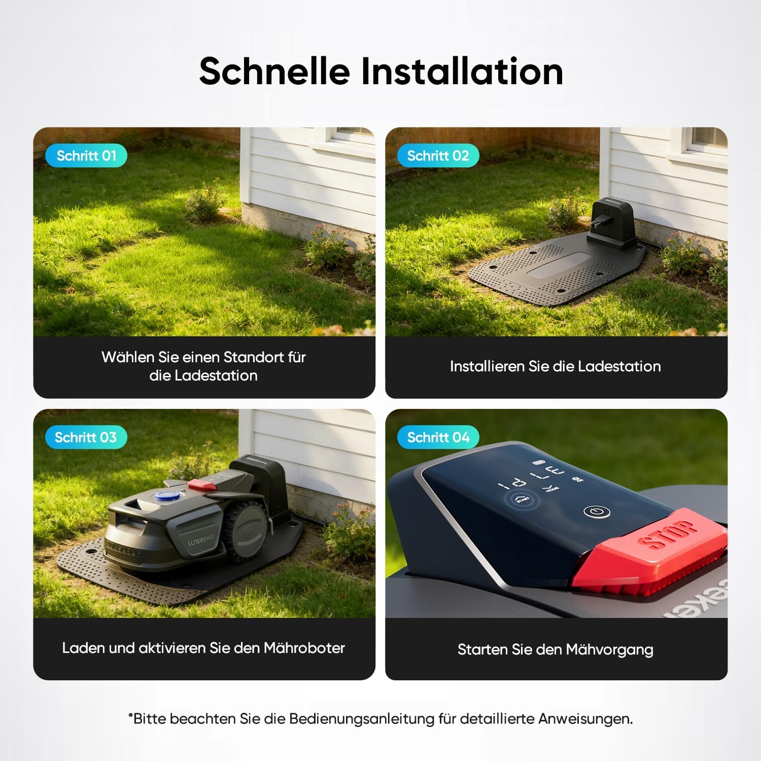 Sunseeker V1+Garage, Roboter-Rasenmäher ohne Begrenzungskabel, 300 m² für kleine Gärten, Vision AI Intelligente Navigation, Rasenroboter mit One-Click-Mähen – Bild 9