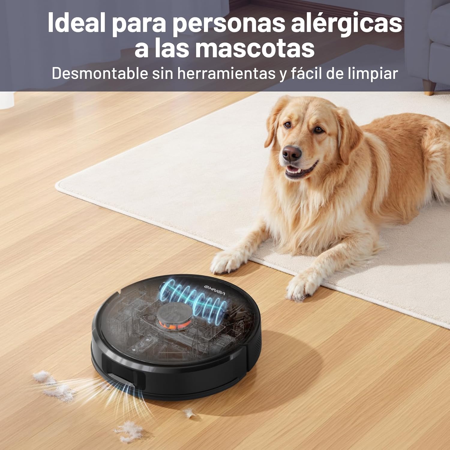 VONKO S6 Pro Saugroboter mit Wischfunktion und Saugstation, 6000Pa extreme Saugleistung, LiDAR 2.0-Navigation, 180 Minuten Laufzeit, Saugroboter für Tierhaare und Teppiche – Bild 4