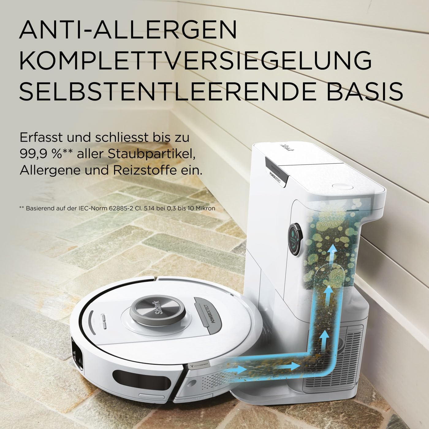 Shark PowerDetect Roboter-Staubsauger mit Saugstation, selbstreinigend, selbstentleerend bis zu 60 Tage, für Tierhaare, Teppiche und Hartböden, mit 3D- und LiDAR-Navigation, 14,5 cm flach weiß – Bild 12