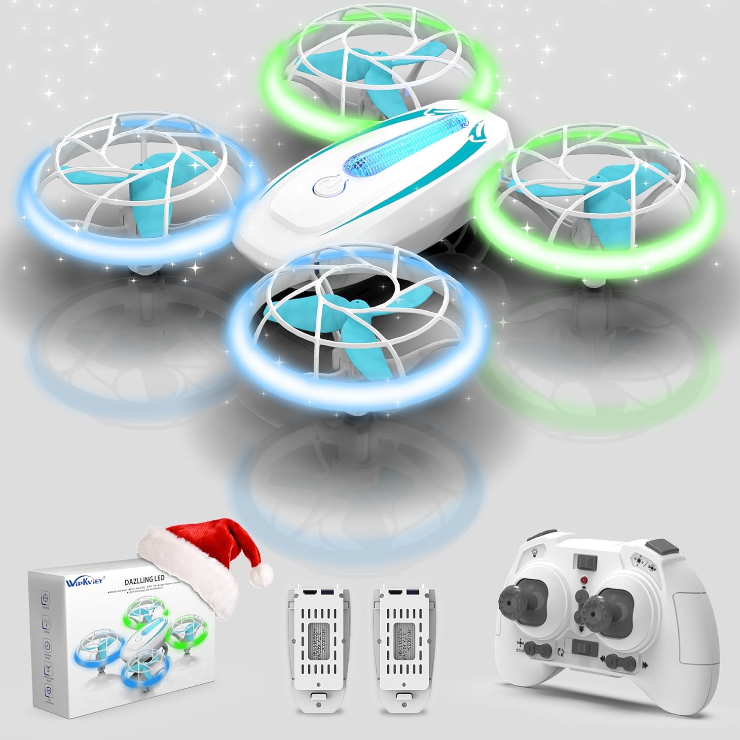 Wipkviey T18 Mini-Drohne für Kinder, ferngesteuerter Quadrocopter mit Höhenhaltung, Headless-Modus, LED-Lichtern und 360°-Flips, Spielzeugdrohne für Jungen und Mädchen, 2 Batterien