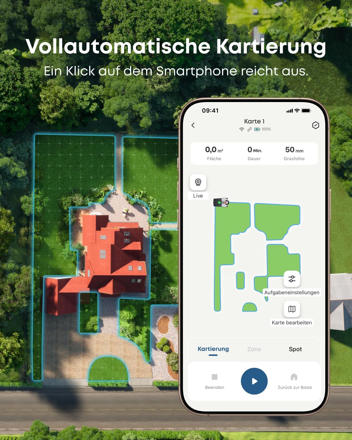 eufy E18 Mähroboter ohne Begrenzungskabel, ohne RTK und Signalausfälle, TrueVision-Technologie, GNSS bis 1200 m², präziser Kantenschnitt, Hindernisvermeidung, App-Steuerung, tierfreundlich – Bild 4