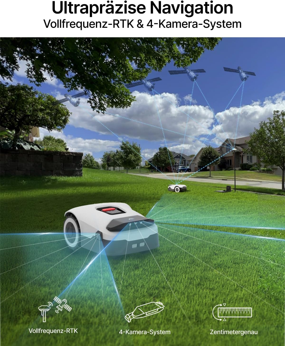 ANTHBOT Genie 600 Roboter-Rasenmäher mit Einzelgarage, ohne Begrenzungskabel, RTK und 4-Kamera-Vision, KI-Hinderniserkennung, präzise Navigation, intelligente App-Steuerung, max. 900 m² – Bild 2