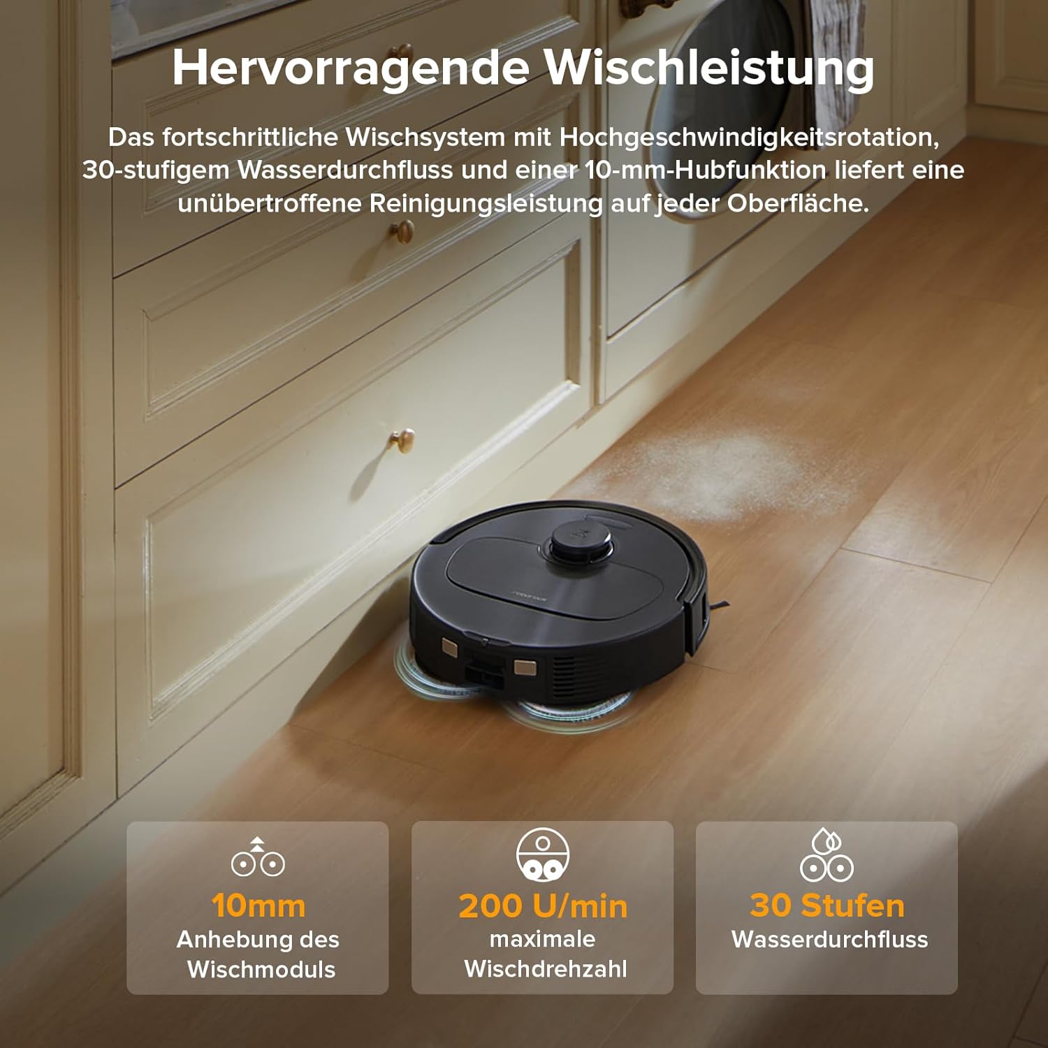roborock Qrevo Series Roboterstaubsauger mit Wischfunktion und Hebemopp, 8000 Pa Saugkraft (verbessert durch Qrevo S), Anti-Tangling-Seitenbürste, Hindernisvermeidung, All-in-One-Dock, Schwarz (QV 35A) – Bild 4