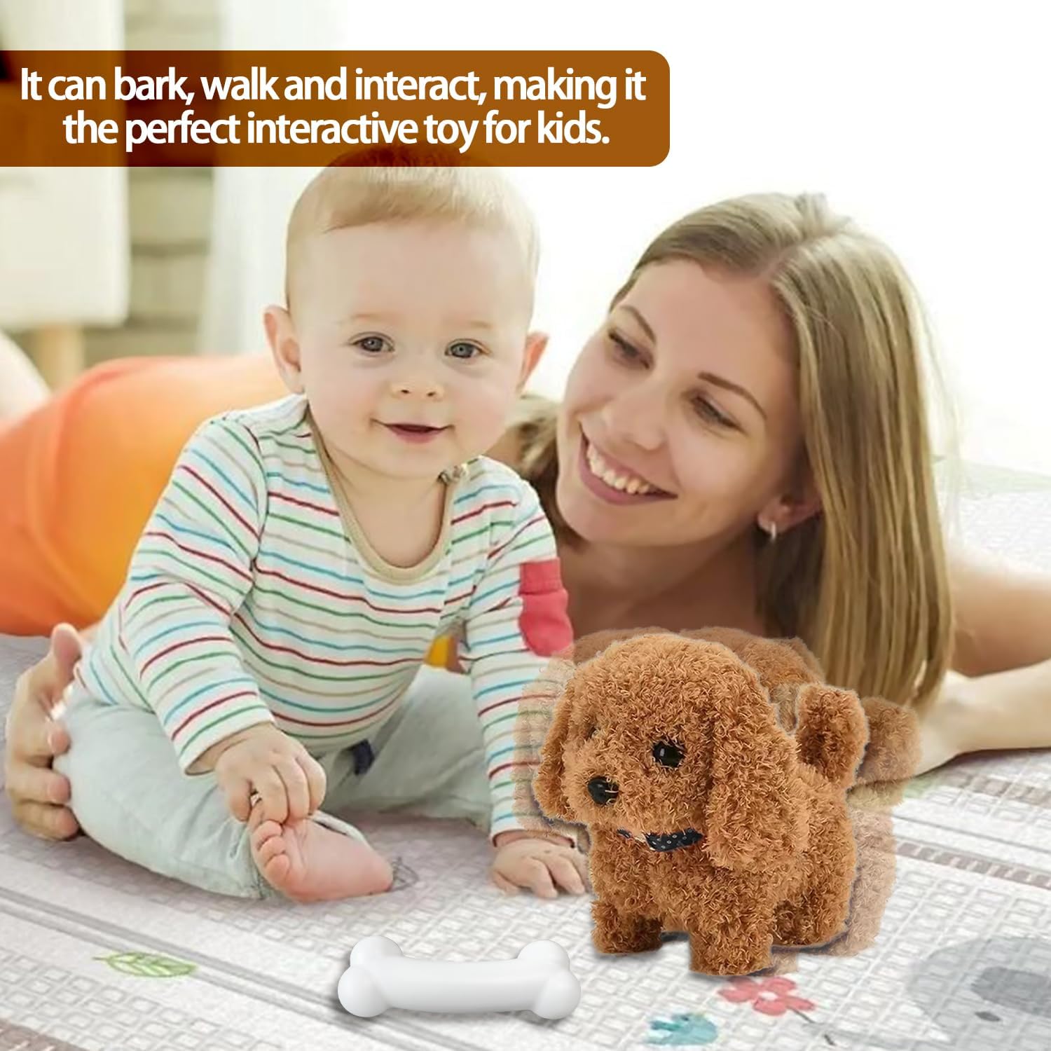 Realistischer Roboterwelpe, elektronischer Haustierhund für Kinder, interaktives Hundespielzeug für Kinder, laufender Plüschhund, bellendes Hundespielzeug für Jungen und Mädchen – Bild 5
