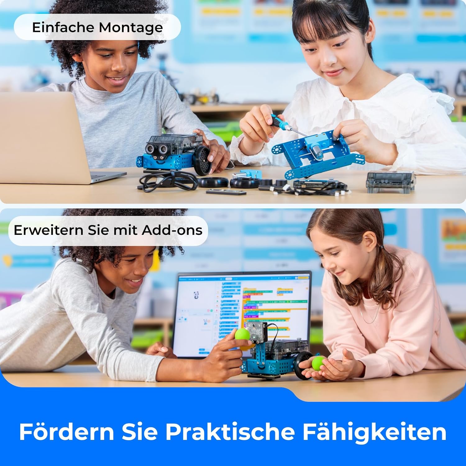 Makeblock mBot 2 programmierbare Roboter für Kinder, KI-Roboterspielzeug mit WiFi-Fernbedienung, mit Scratch- und Python-kompatibel, intelligentes STEM-Kit, Geschenk für Kinder ab 8 Jahren – Bild 6