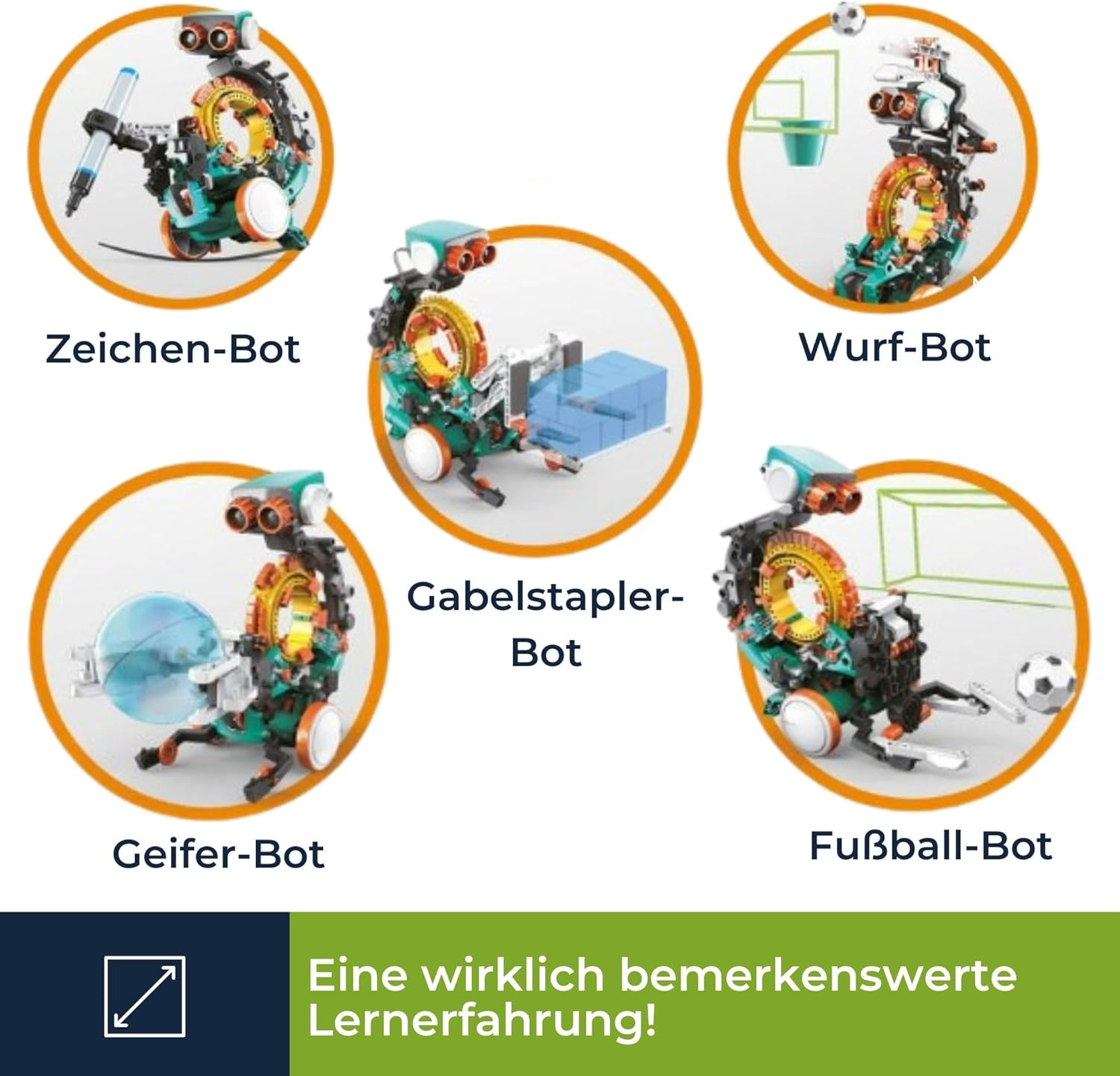 Velleman Roboterbausatz, Roboterprogrammierung lernen 5-in-1-Spielzeugroboter STEM-Konstruktionsspielzeug – Bild 5
