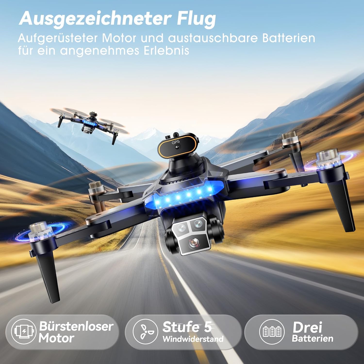 P17 GPS-Drohne mit 4K-Kamera für Erwachsene, 54–60 Minuten Flugzeit, automatische Rückkehr, Folgemodus, bürstenloser Motor, faltbarer RC-Quadcopter für Anfänger (Standard) – Bild 4