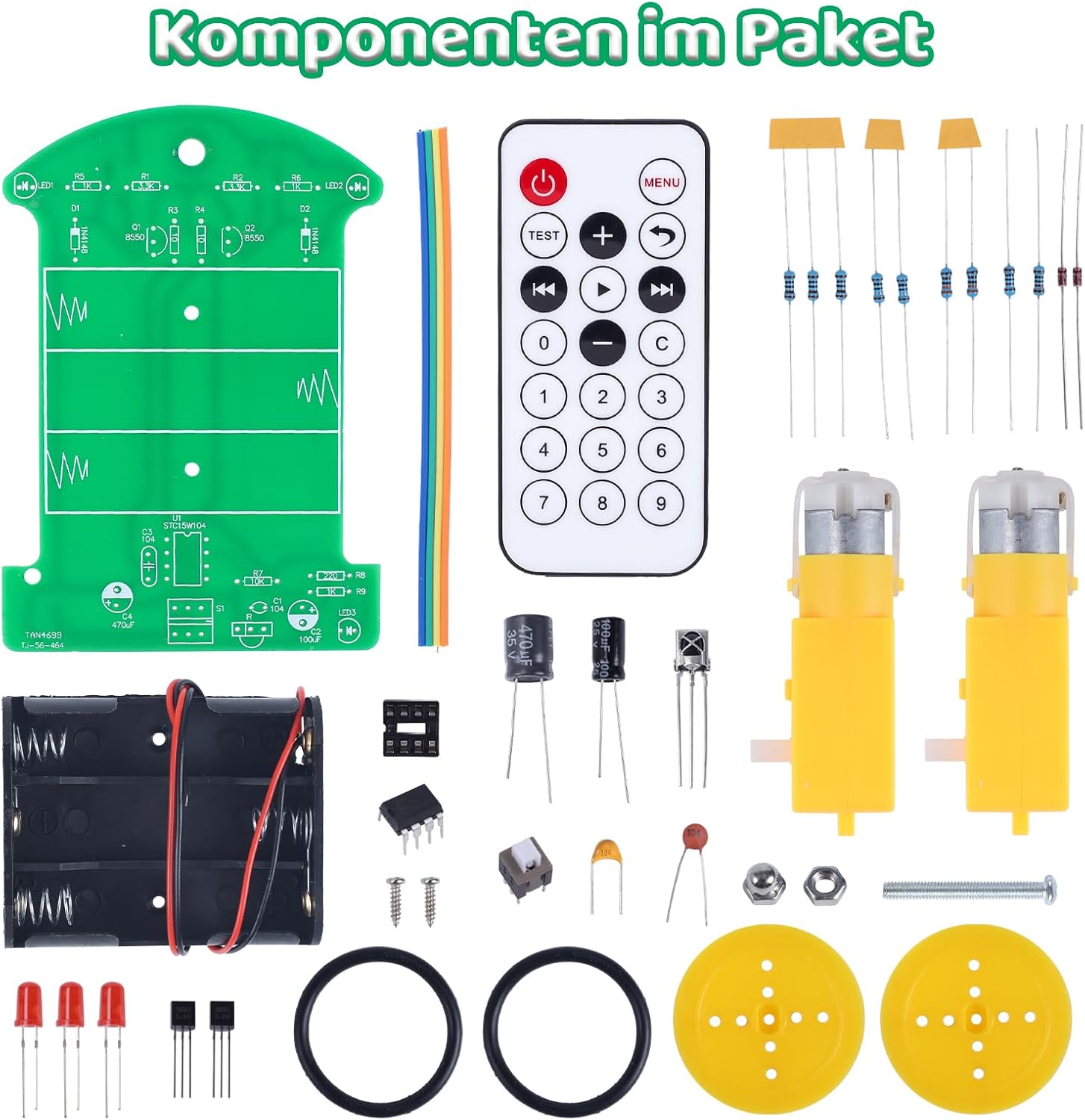 Üben Sie das Löten und lernen Sie das ferngesteuerte Auto-Kit, Anfänger DIY 2WD Smart Robot Car Kit, elektronisches und DIY-Lernen zum Löten – Bild 6