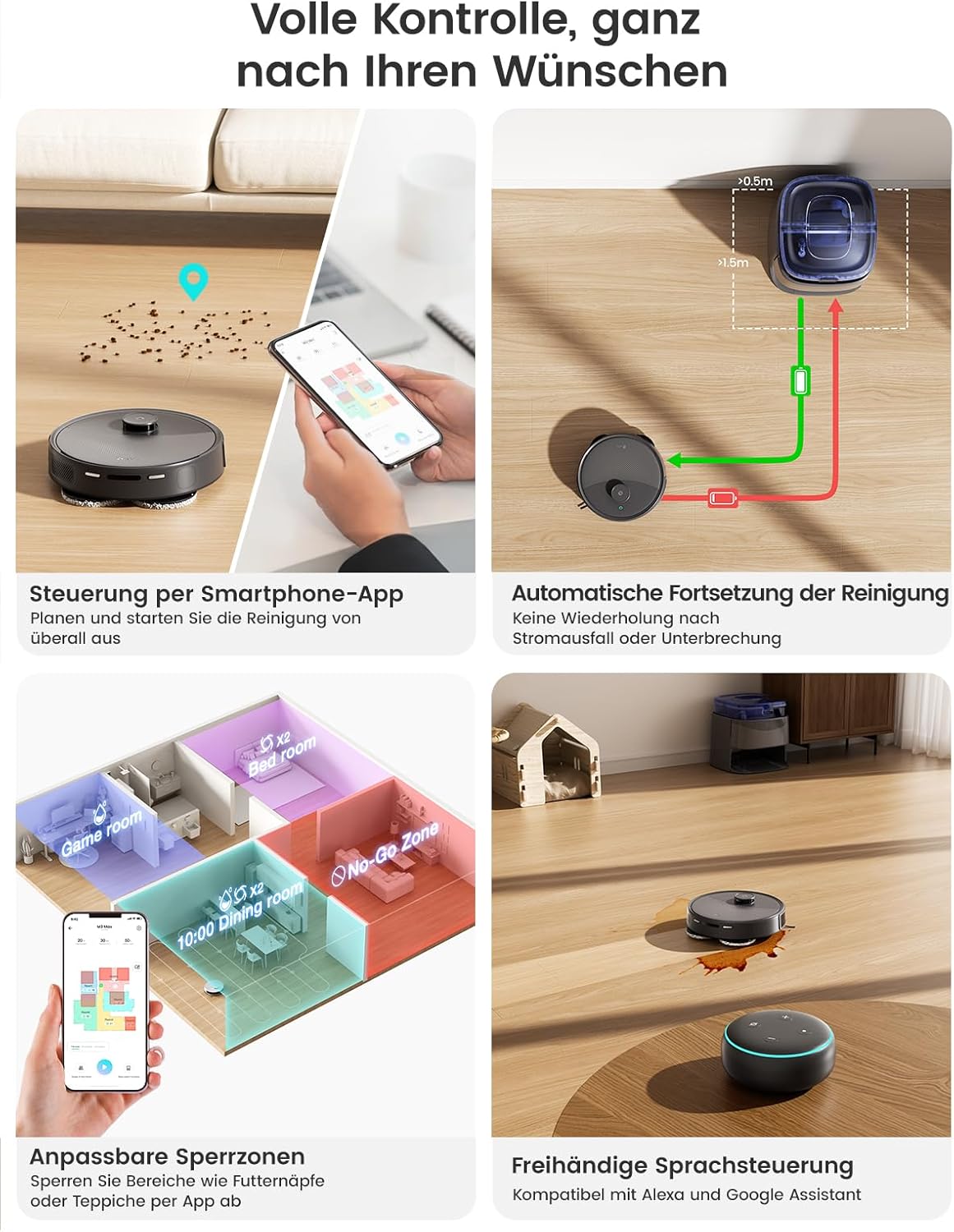 LEFANT M3 Max Saugroboter mit Wischfunktion, Anti-Tangle, 20.000 Pa Saugkraft, Vermeidung von Hindernissen, Multi-Etagen-Kartierung, LiDAR-Navigation, WLAN 2,4G/5G, App und Alexa, 210 Min. max – Bild 9