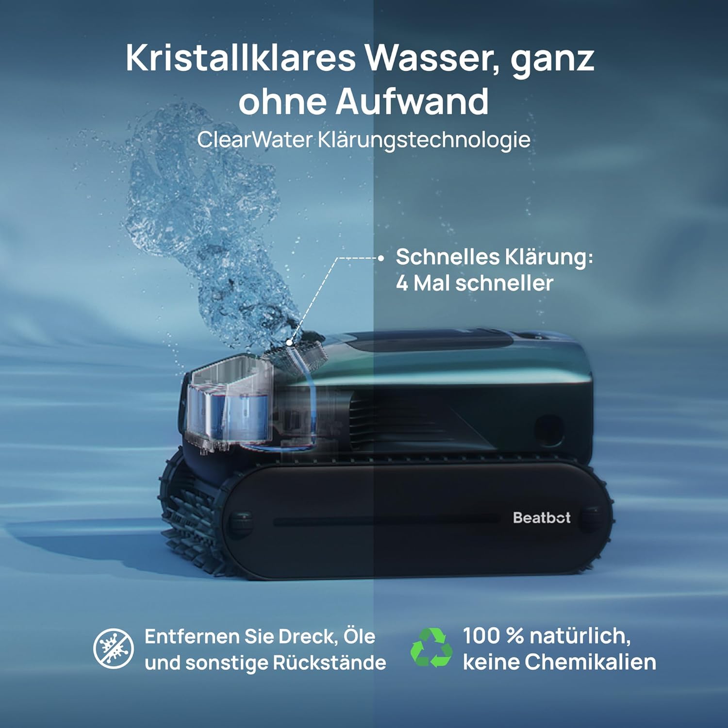 Beatbot AquaSense 2 Pro Poolroboter-Set mit Klärer-Set, Pool-Staubsauger-Design für die Reinigung von Boden, Wänden, Oberflächen und Klärung von Wasser, schwimmt nach der Reinigung auf der Wasseroberfläche – Bild 5