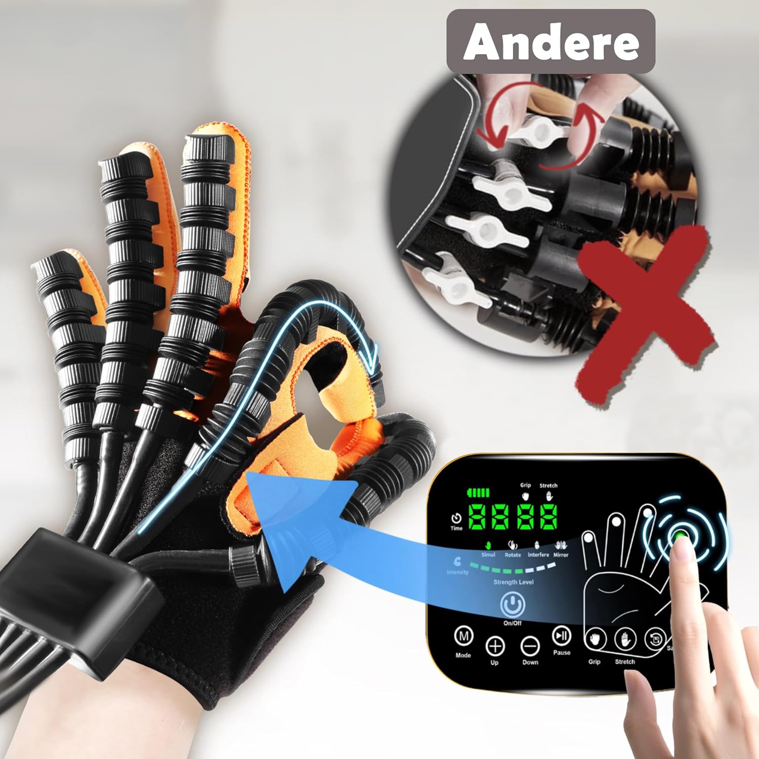 Rehabilitationsroboter-Handschuhe der 6. Generation für die Wiederherstellung von Schlaganfällen, Finger-Hand-Trainingsgeräte, Handfunktions-Rehabilitationshandschuh, Spiegeltraining und Multimodus für zu Hause (LH, M) – Bild 4