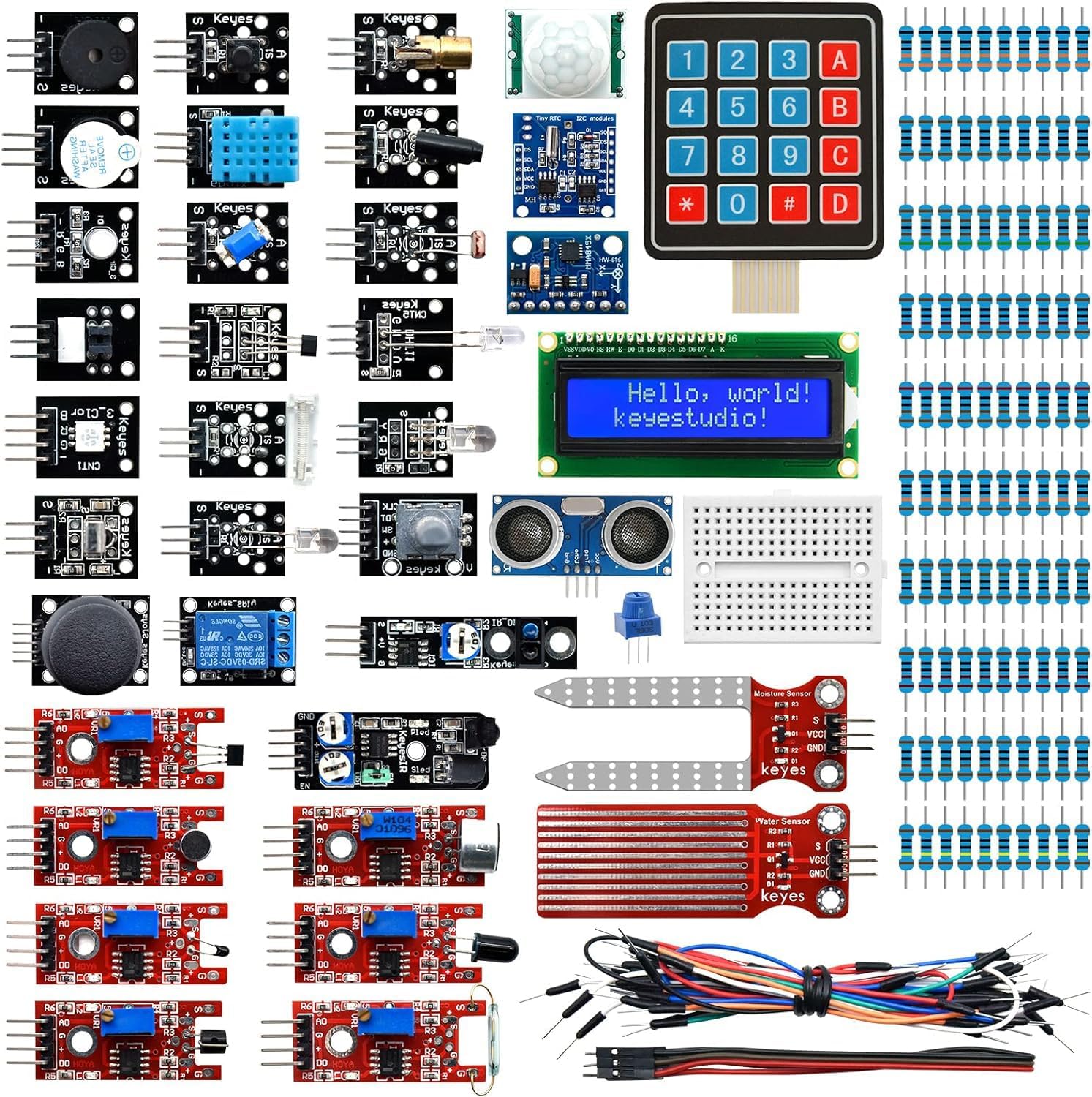 KEYESTUDIO 37-in-1-Sensormodul-Kit, kompatibel mit Arduino IDE, Raspberry Pi, elektronisches Starter-Kit für Anfänger