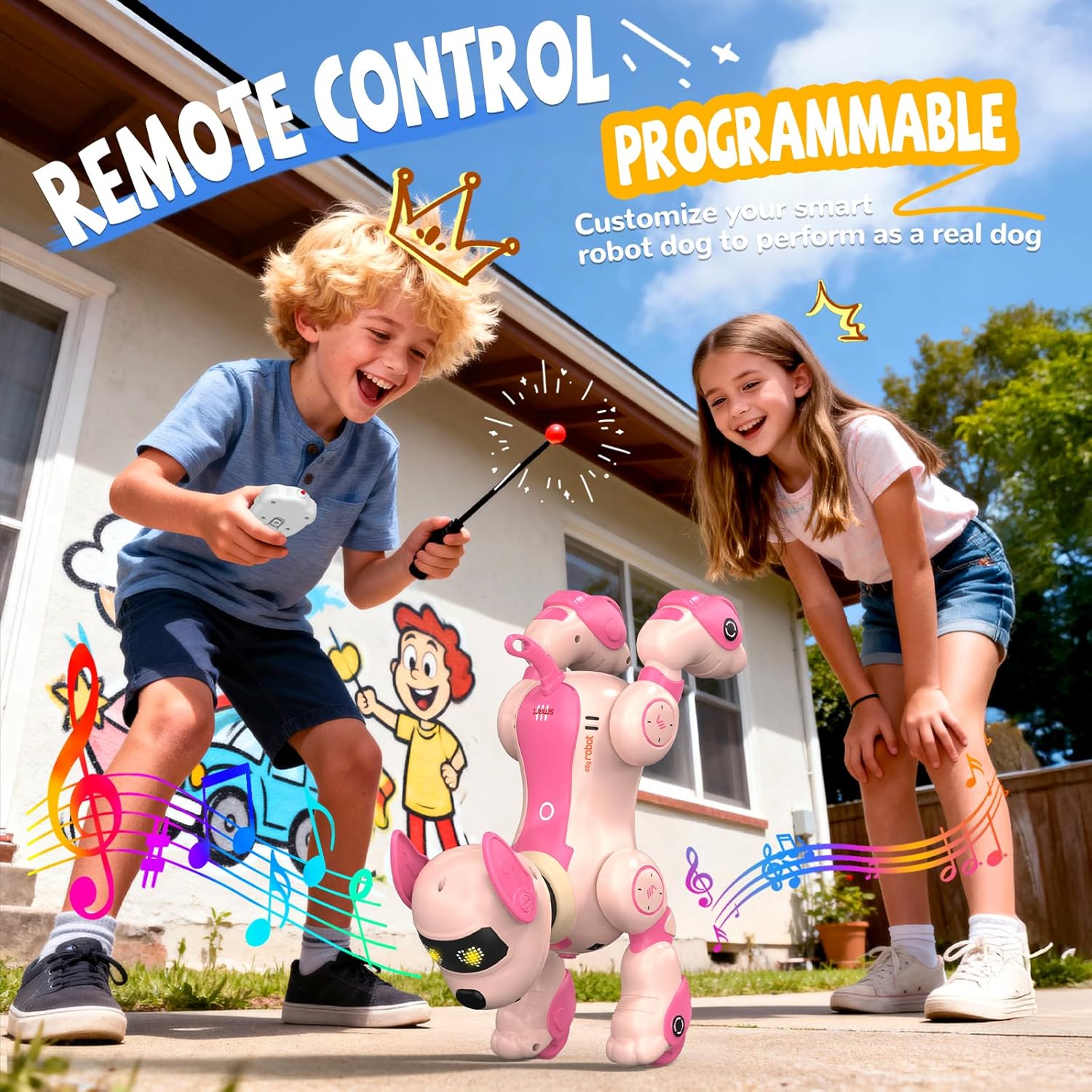 Roboterhund Kinder, ferngesteuerter Roboterhund programmierbar, sprachgesteuert (nur Englisch), intelligenter interaktiver Roboterhund, singender Tanz, Hunderoboter als Geschenk für Kinder – Bild 3