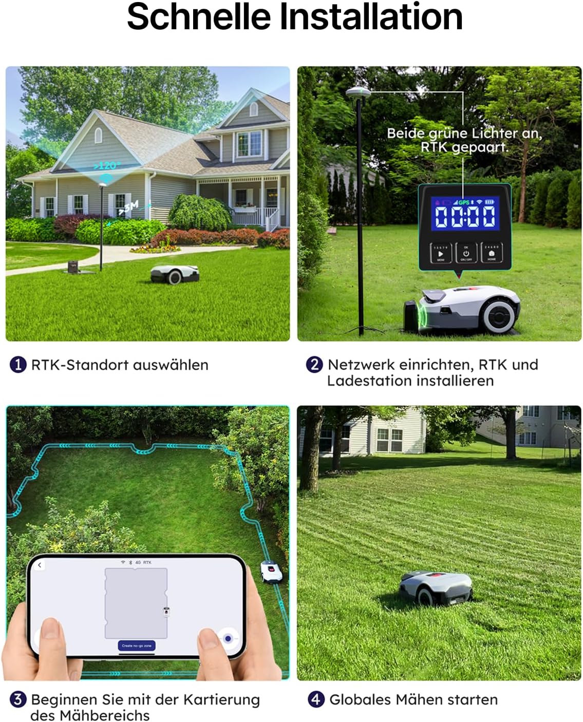 ANTHBOT Genie 600 Roboter-Rasenmäher mit Einzelgarage, ohne Begrenzungskabel, RTK und 4-Kamera-Vision, KI-Hinderniserkennung, präzise Navigation, intelligente App-Steuerung, max. 900 m² – Bild 8