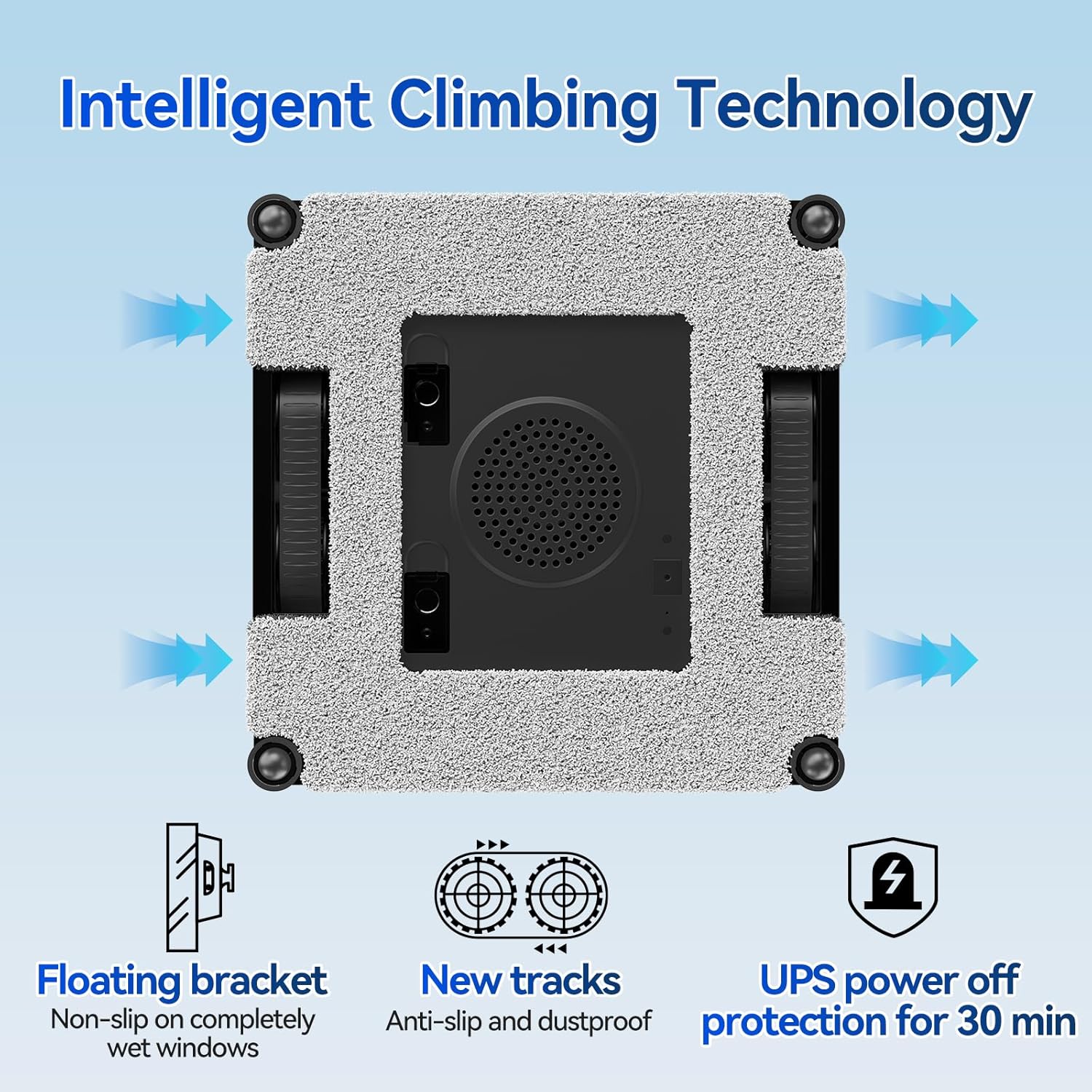 Fensterputzroboter, Vier-Düsen-Ultraschall-Sprühfunktion, 120-ml-Tank, Elektrischer Fensterreiniger mit 3500 Pa Saugleistung, 4 Reinigungsmodi für Hochhausfenster im Innen- oder Außenbereich – Bild 5