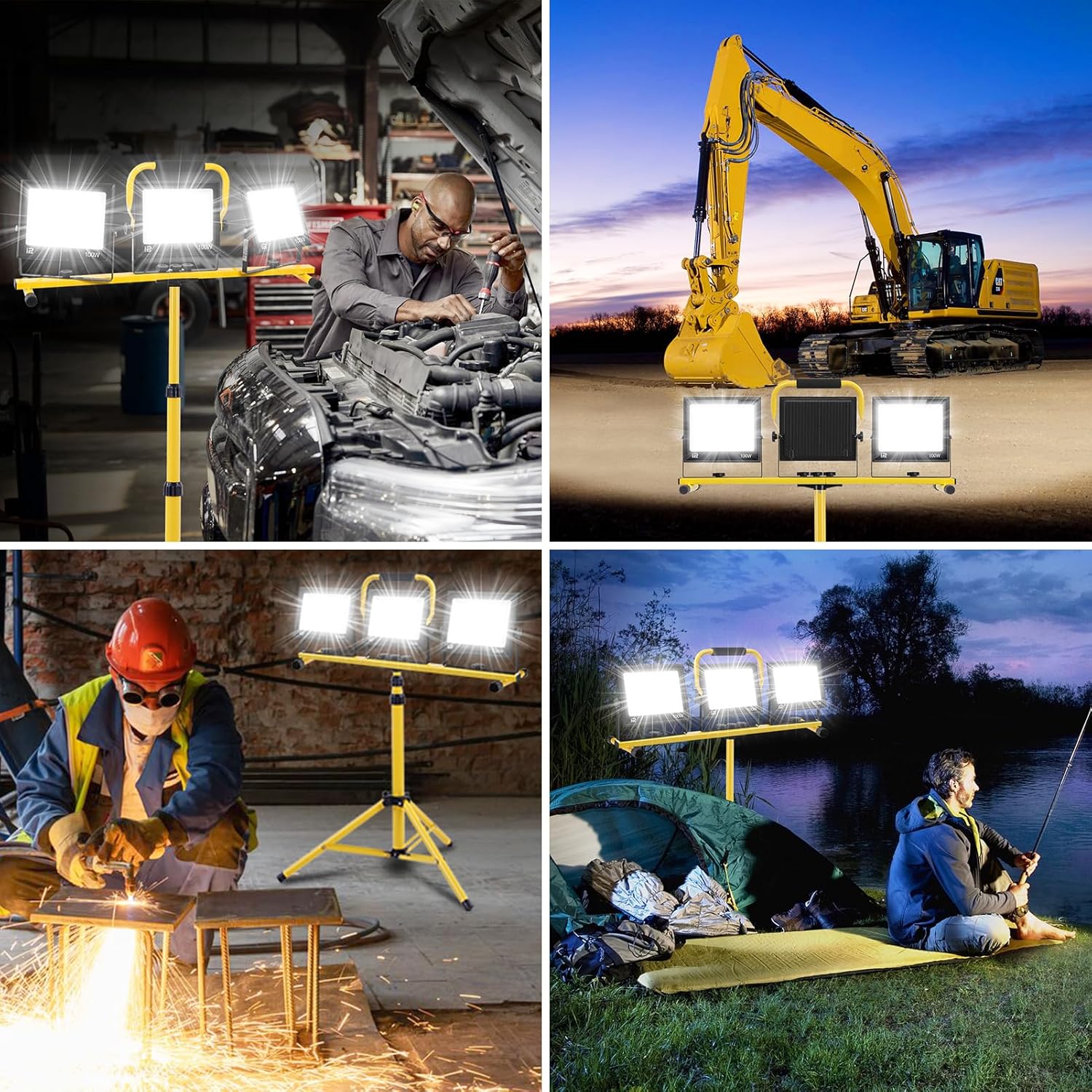 300W LED Baustrahler 6500K Richtungsverstellbar LED Baustrahler 230V Kaltweißer Scheinwerfer 30000lm Arbeitsleuchte IP65 Wasserdichter Bauscheinwerfer für Baustellen – Bild 7