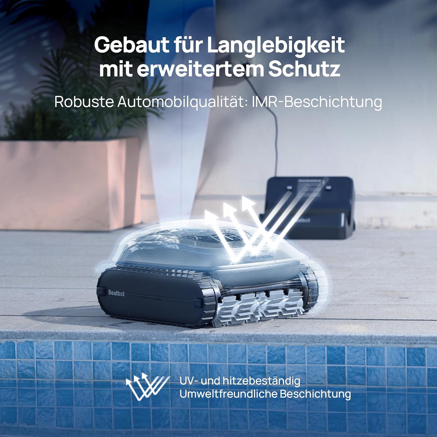 Beatbot AquaSense 2 Poolroboter, Akku-Poolsauger mit Parkfunktion, Poolreiniger Boden und Wand, doppelte Reinigung der Wasserlinie, für Pools bis 300 m², Mitternachtsblau – Bild 11