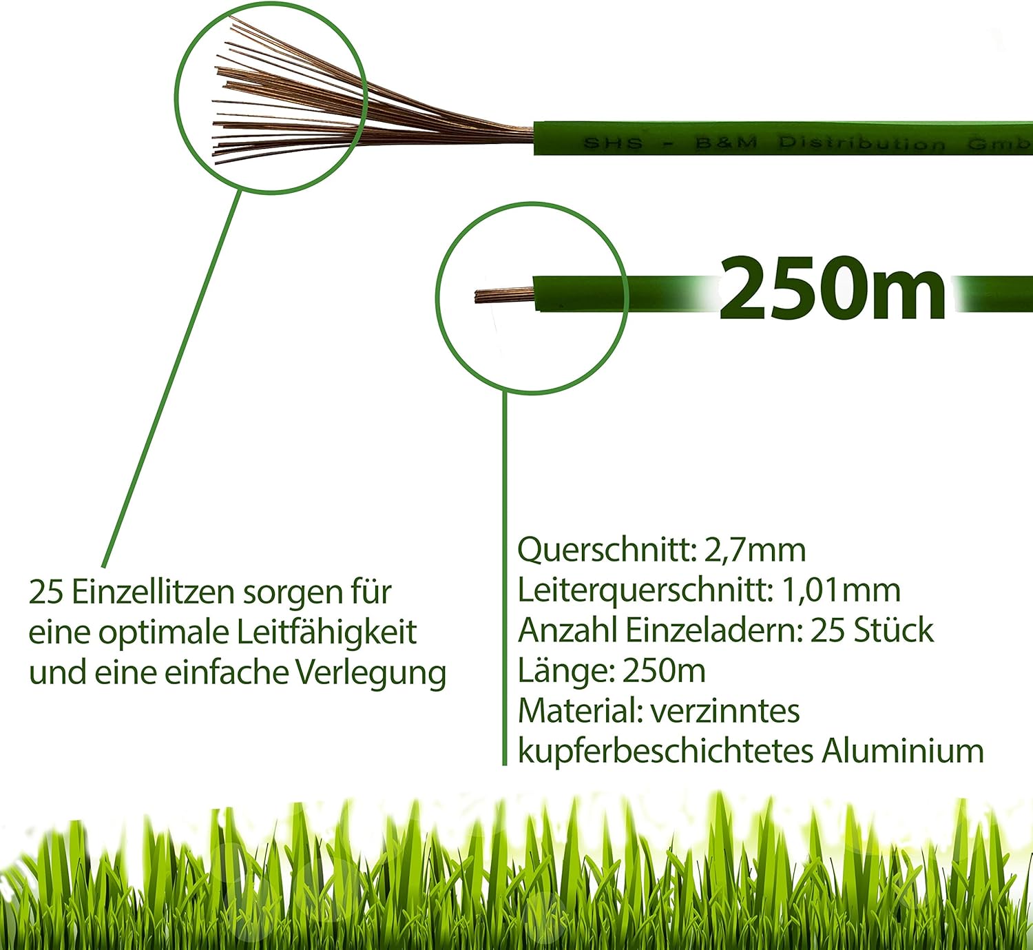RASENFREUND 250m Begrenzungskabel für Mähroboter Rasenmäher Rasenroboter Set Begrenzungskabel für Suchkabel - Kompatibel mit Gardena/Bosch/Husqvarna/Worx/Honda/ROBOMOW/iMow / Durchmesser 2,7 mm – Bild 2