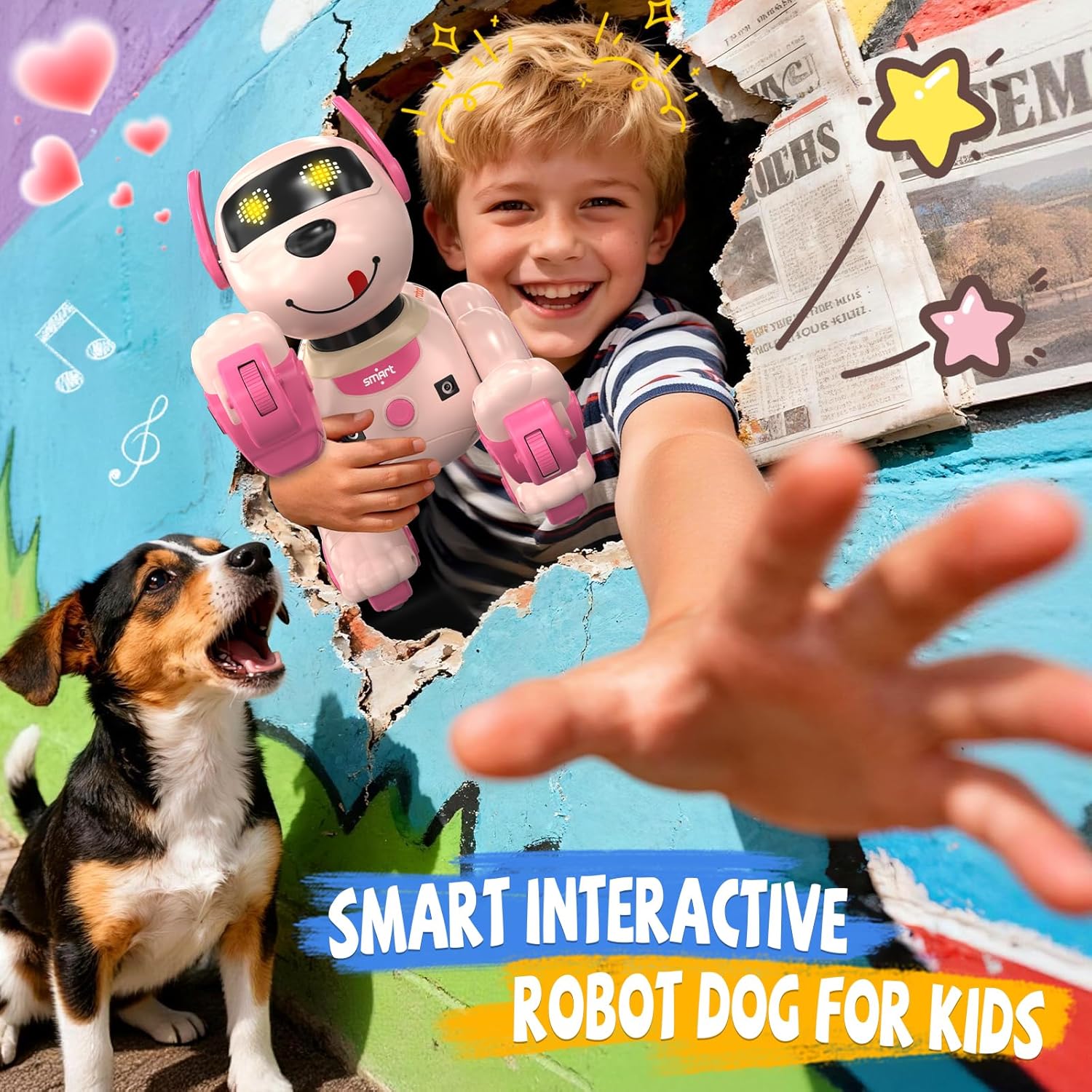 Roboterhund Kinder, ferngesteuerter Roboterhund programmierbar, sprachgesteuert (nur Englisch), intelligenter interaktiver Roboterhund, singender Tanz, Hunderoboter als Geschenk für Kinder – Bild 2